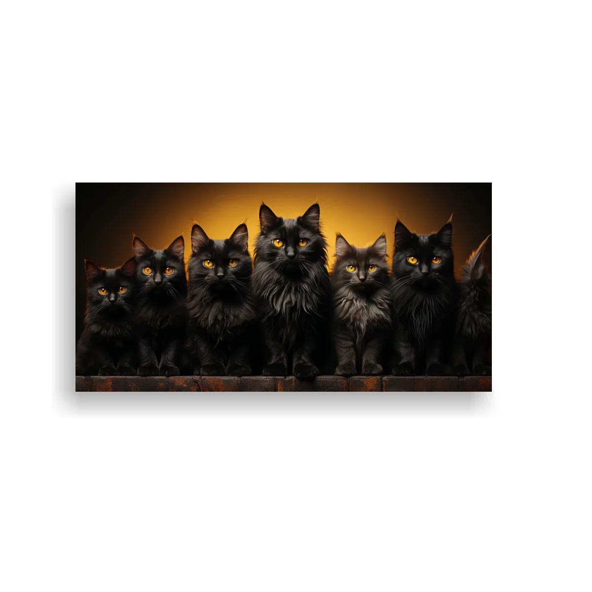 Cuadro grupo de gatos de pelo largo con ojos ámbar