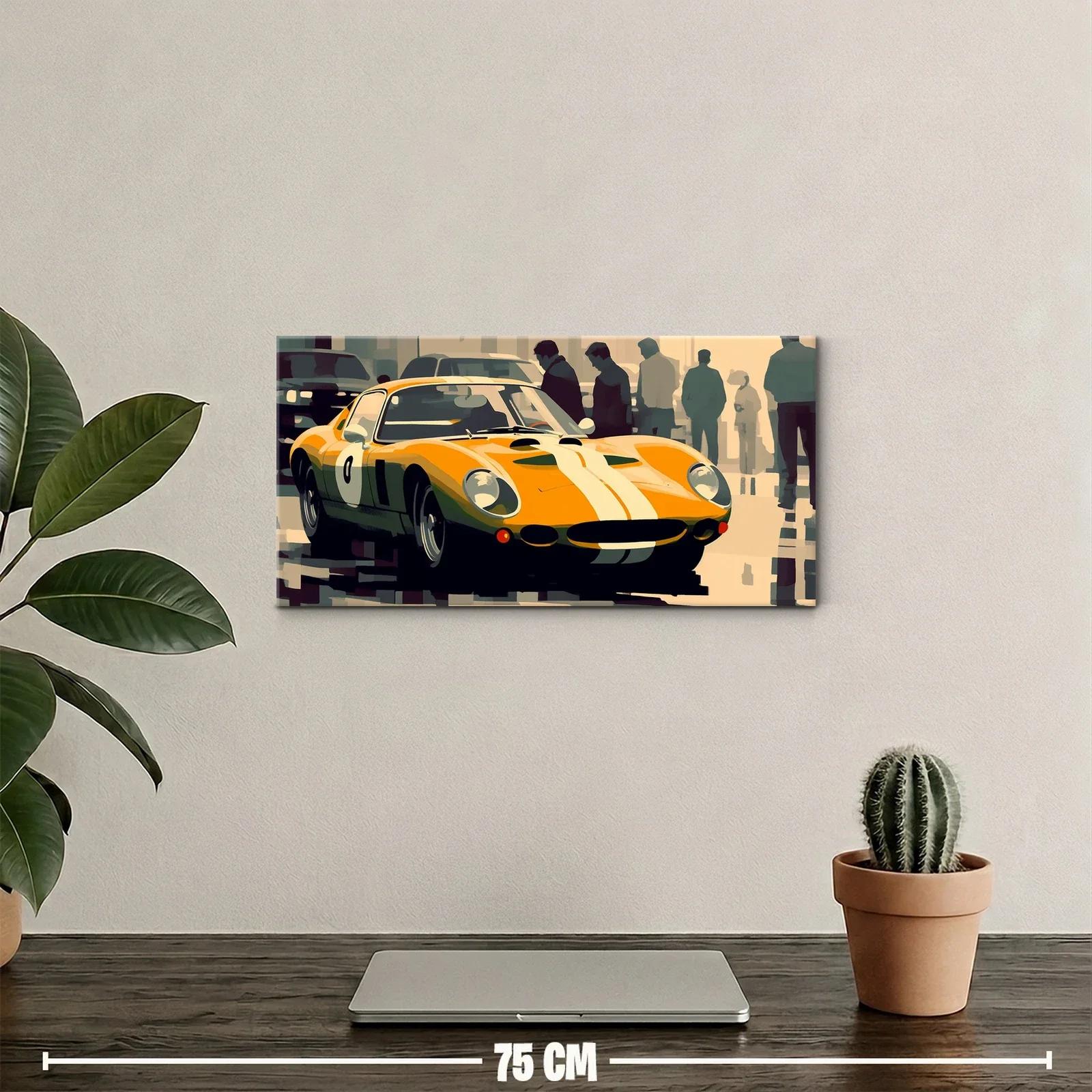 Cuadro coche deportivo clásico naranja con franjas blancas — miniatura 2