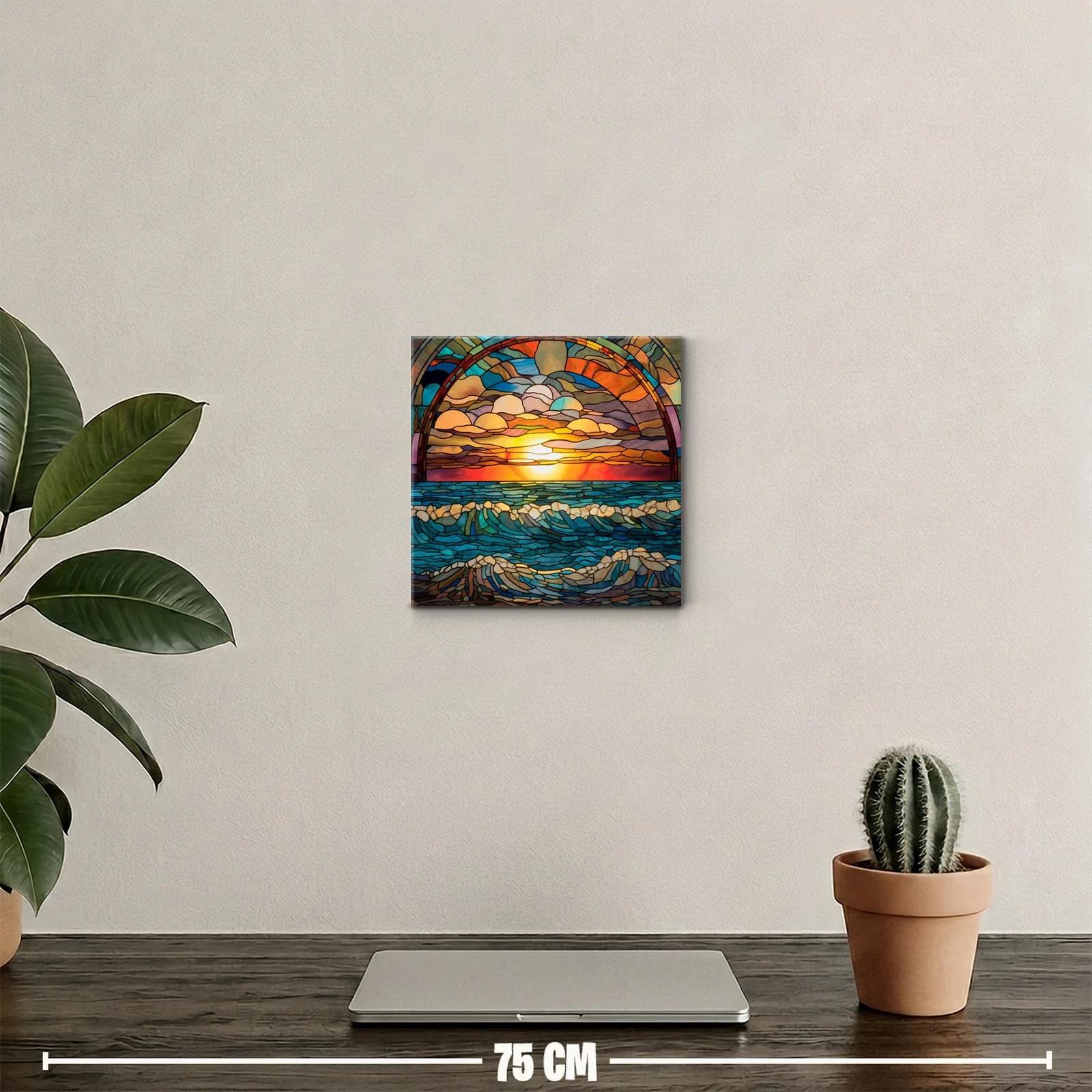 Espectacular atardecer sobre el mar en diseño colorido — miniatura 2