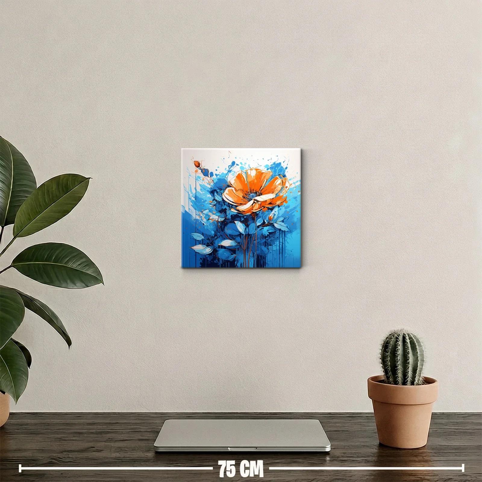 Flor vibrante en tonos naranjas y azules dinámicos — miniatura 2