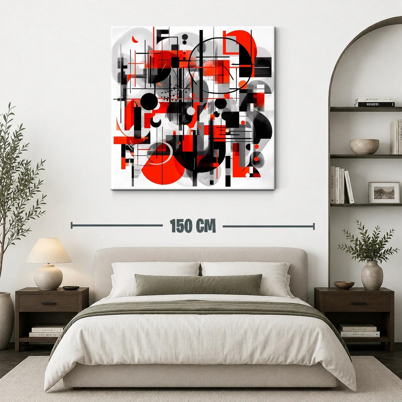 Composición geométrica en rojo negro y gris para espacios modernos — miniatura 3