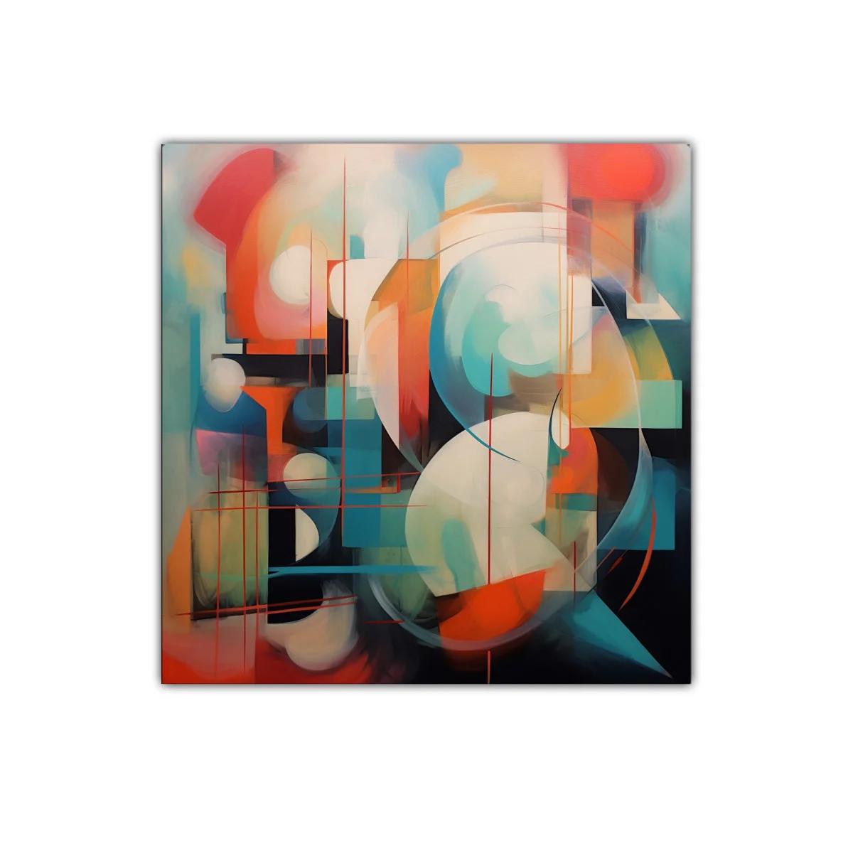 Composición abstracta vibrante con formas geométricas y colores cálidos — imagen principal