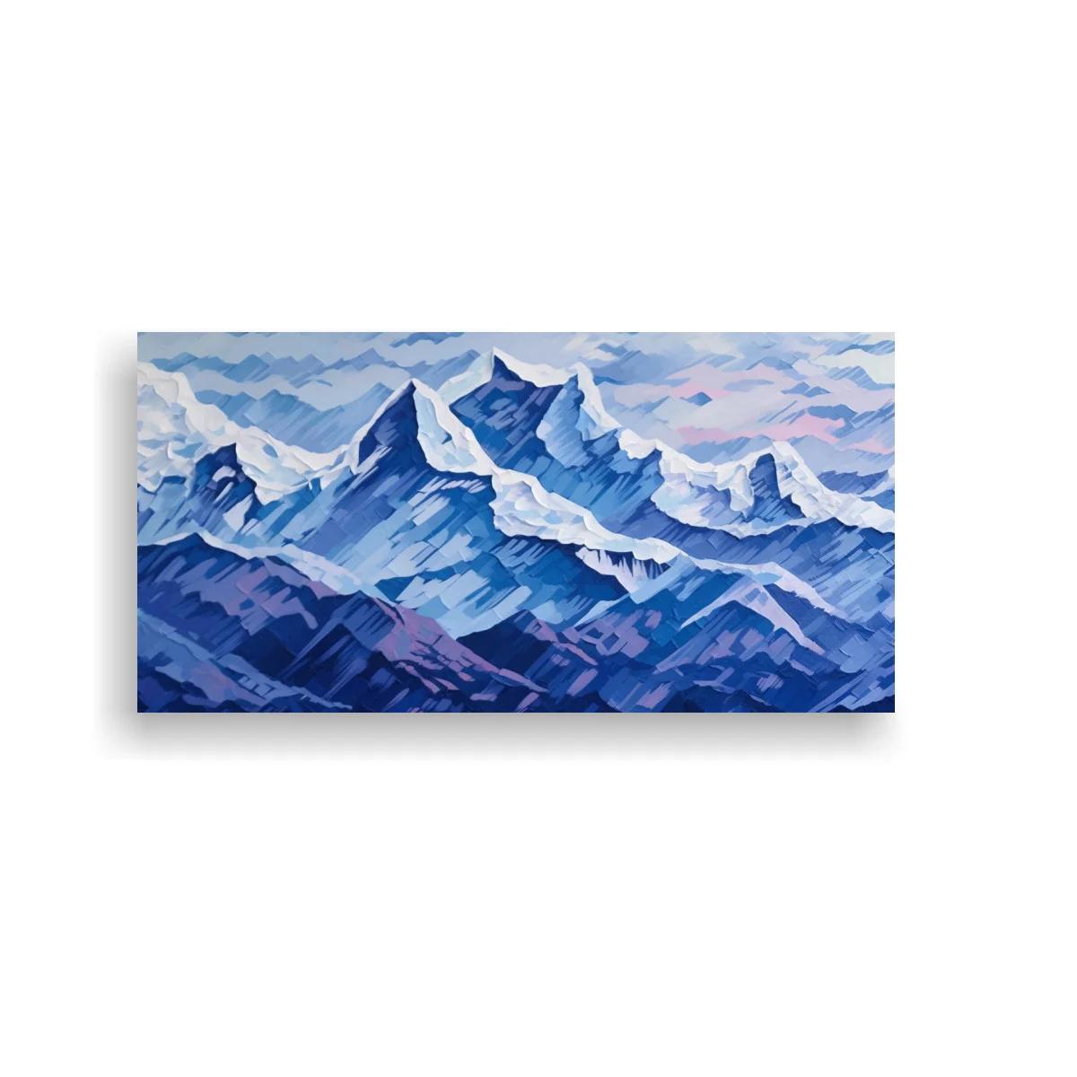 Cuadro cordillera nevada con pinceladas angulares