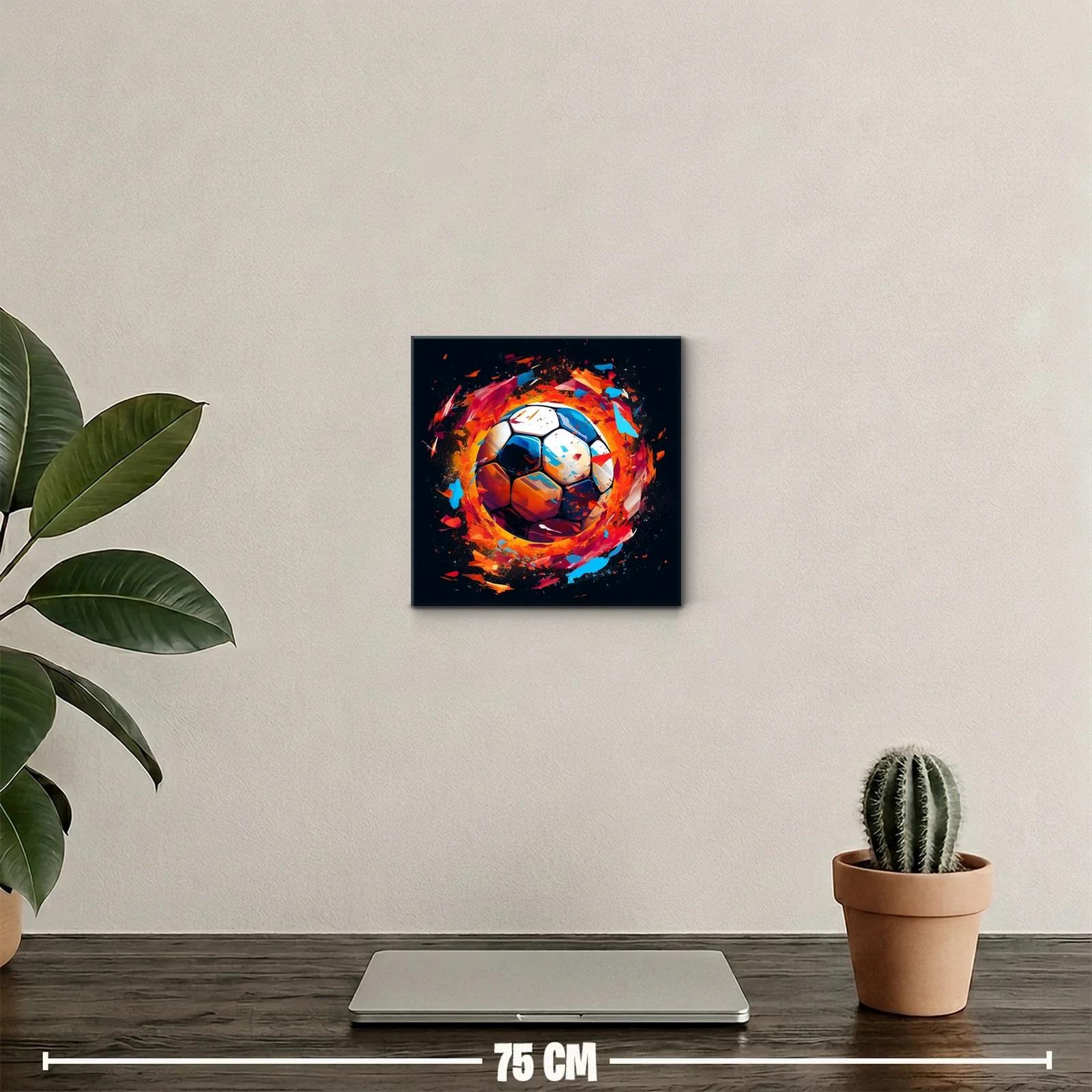 Cuadro decorativo balón de fútbol en llamas vibrantes — miniatura 2