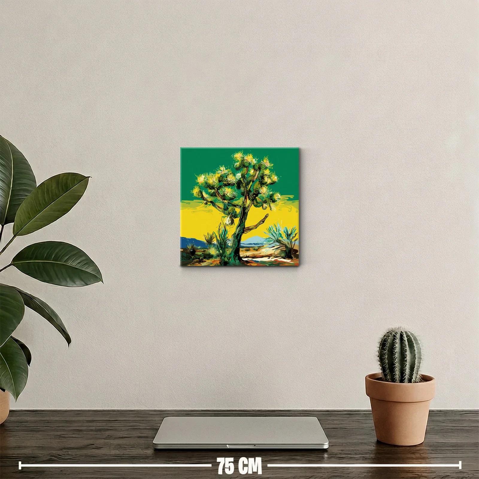 Árbol vibrante con flores amarillas en paisaje desértico — miniatura 2