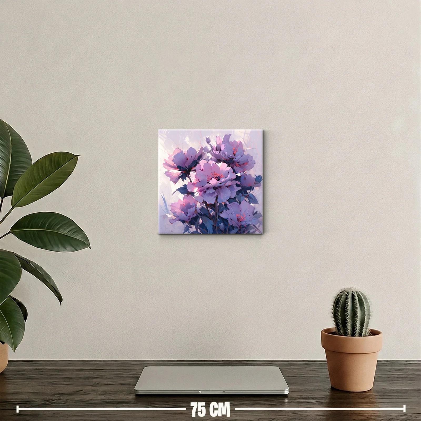 Cuadro decorativo con ramo de flores en tonos lavanda y rosa — miniatura 2