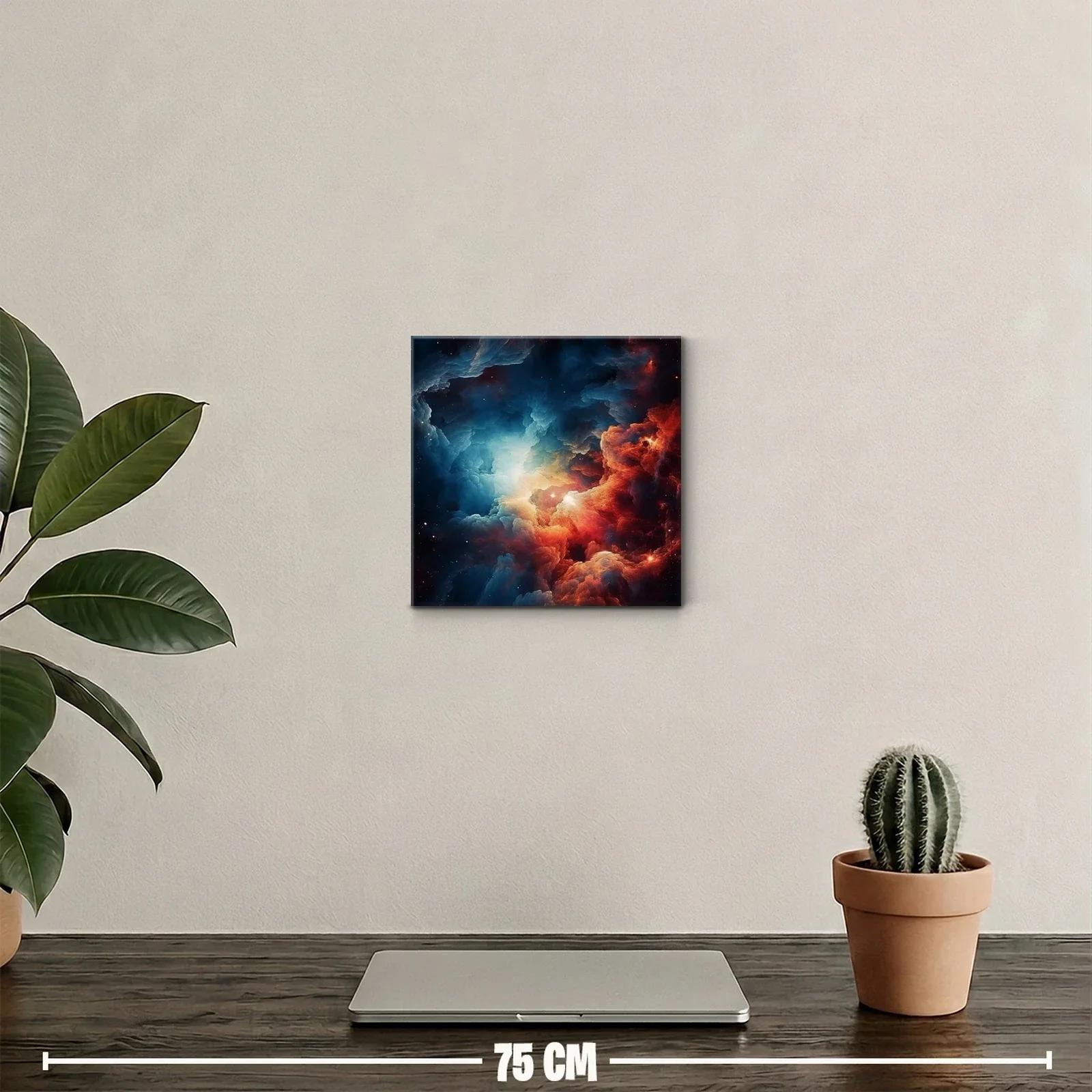 Cuadro abstracto con explosión cósmica en tonos intensos — miniatura 2