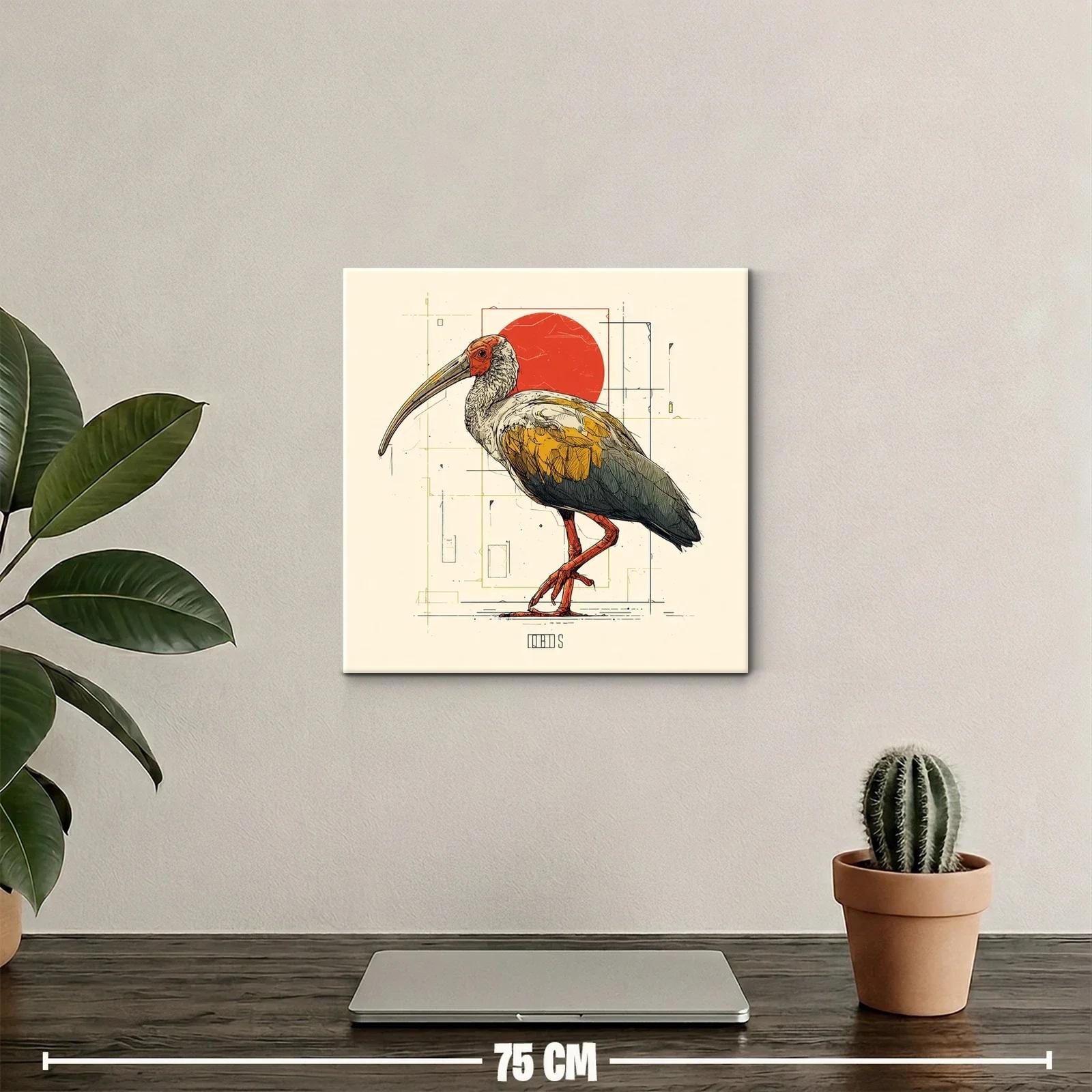 Elegante ave con fondo geométrico y tono cálido — miniatura 2