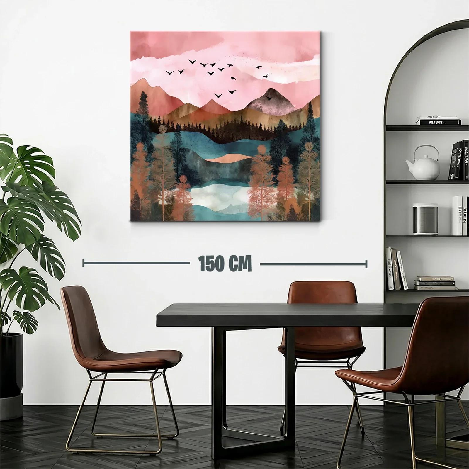 Paisaje de montaña con vuelo de aves y tonos cálidos — miniatura 2