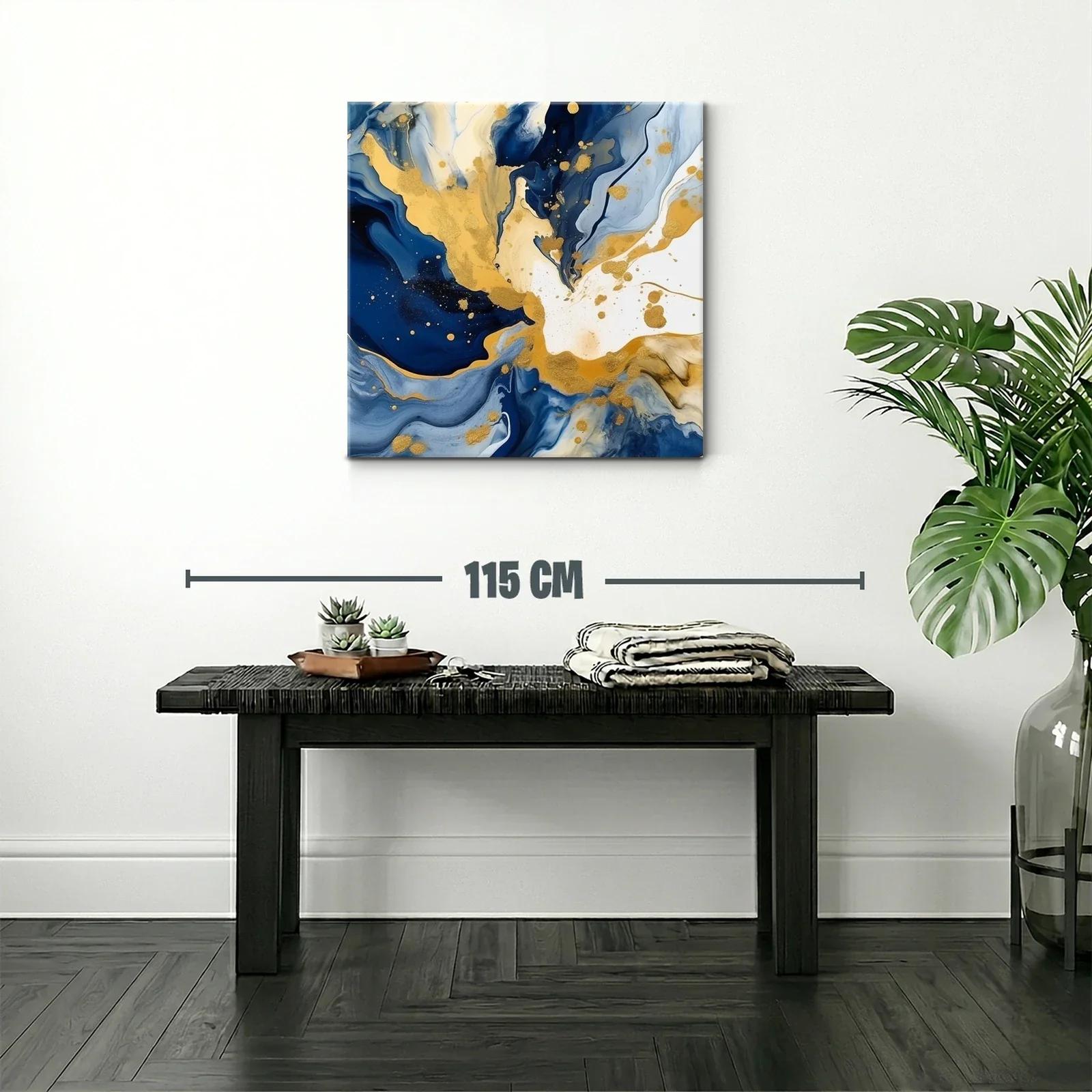 Arte abstracto con tonos dorados y azul profundo — miniatura 2