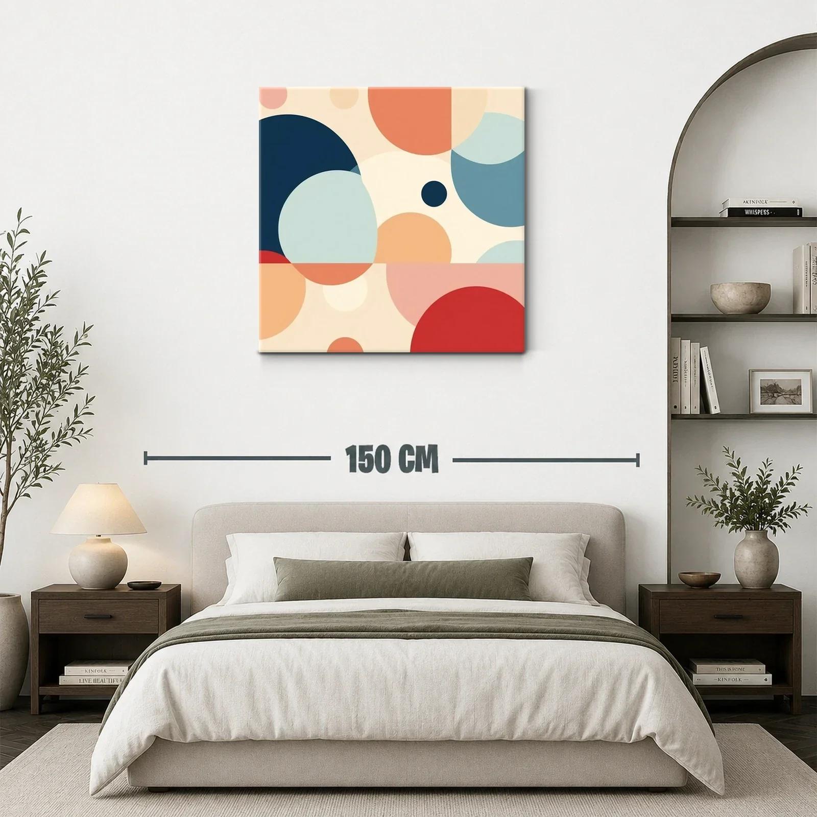 Composición abstracta con círculos en tonos cálidos y azulados — miniatura 3