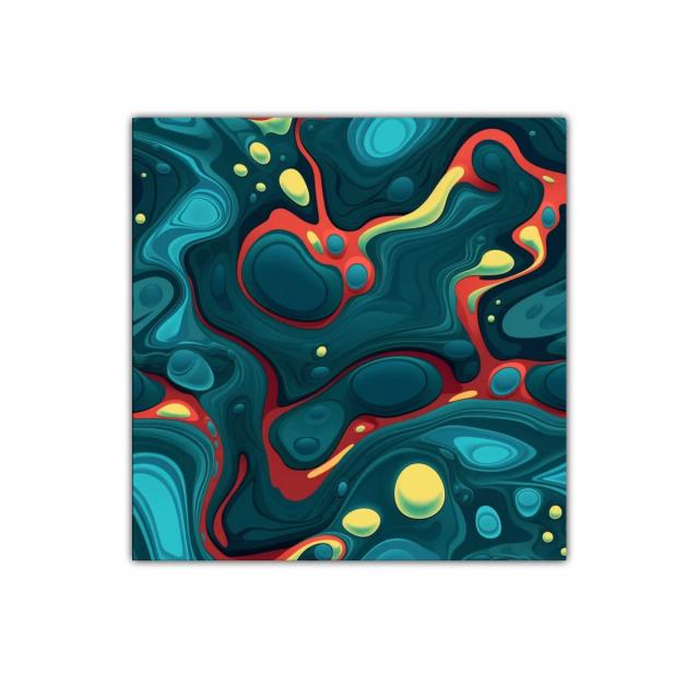 Cuadro abstracto con formas orgánicas y colores vibrantes