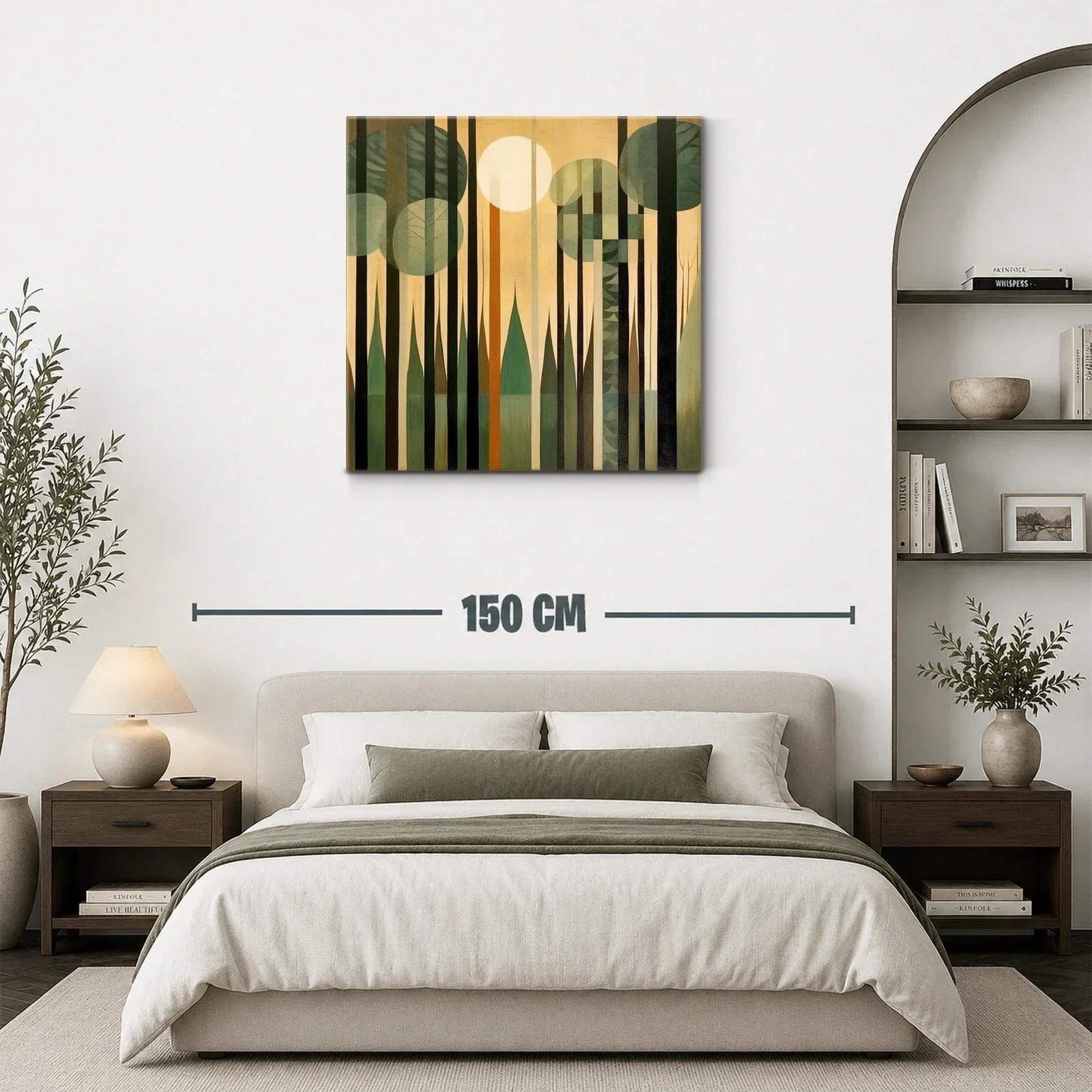 Bosque geométrico en tonos verdes y ocres cálidos — miniatura 3