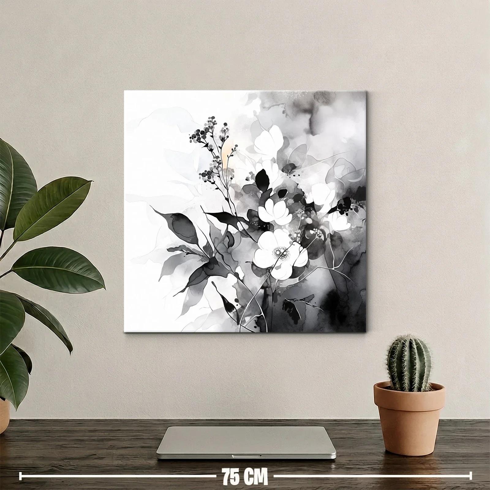 Arte floral en tonos suaves en blanco y negro — miniatura 2