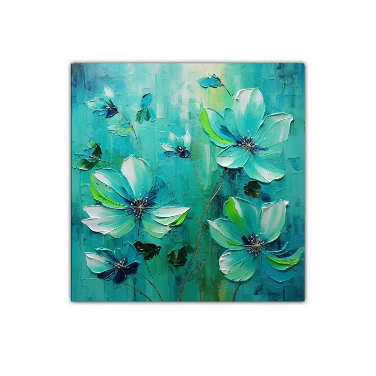 Cuadro floral en tonos azules y verdes para decoración moderna — imagen principal