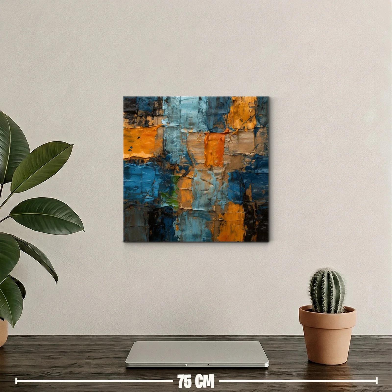 Composición abstracta con tonos azul y ocre vibrantes — miniatura 2