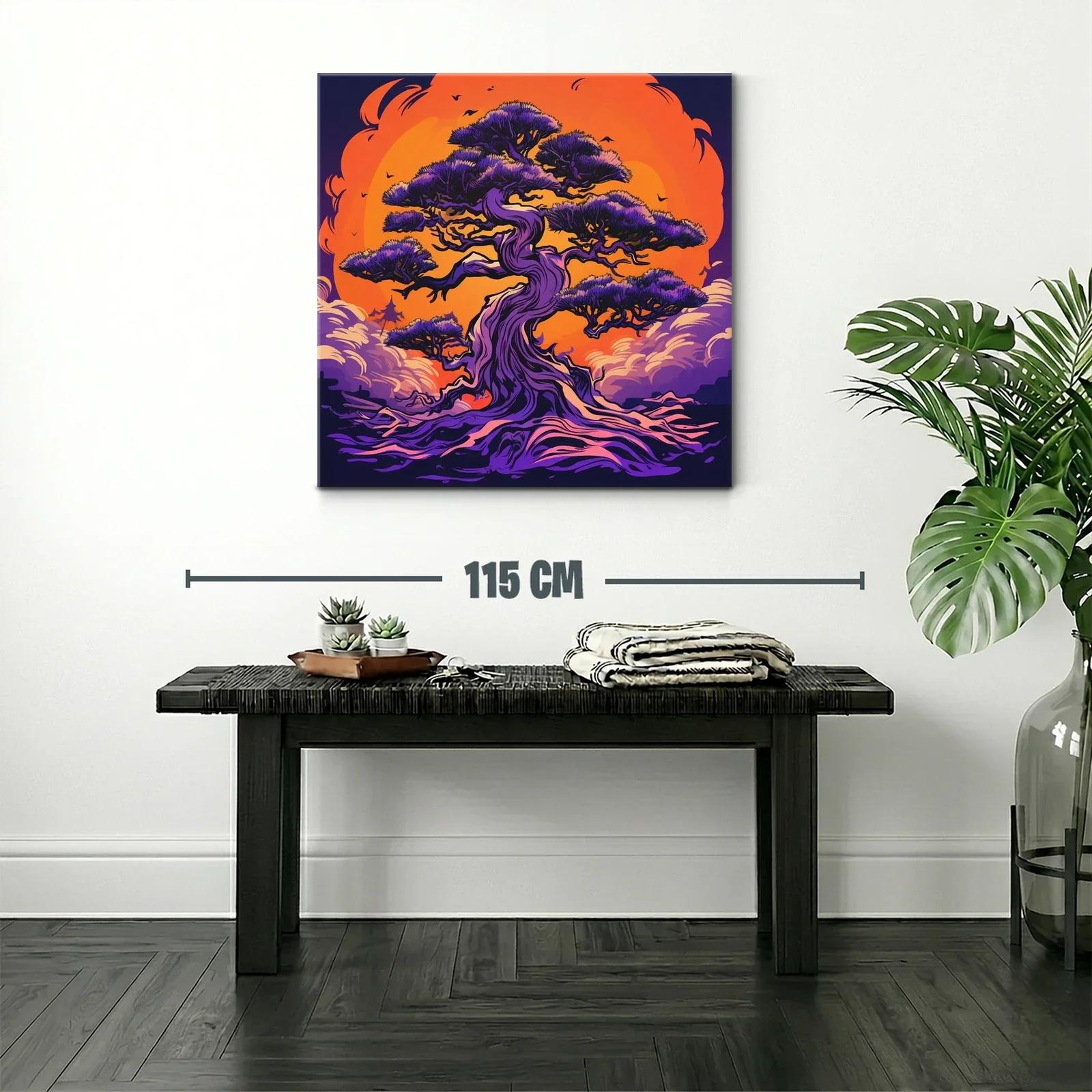 Árbol místico en contraste vibrante con fondo ardiente — miniatura 2