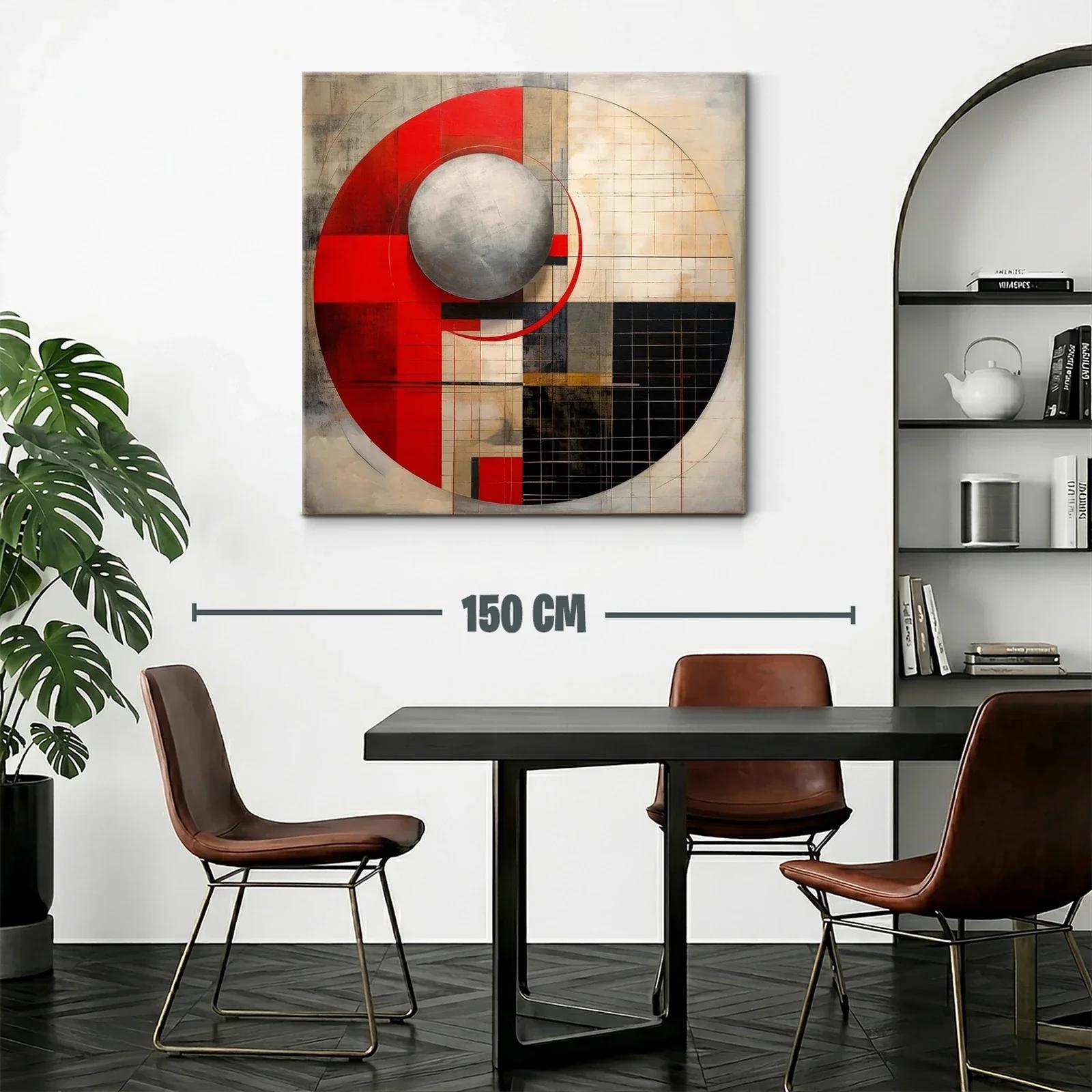 Composición geométrica moderna con esfera metálica y rojos vibrantes — miniatura 2