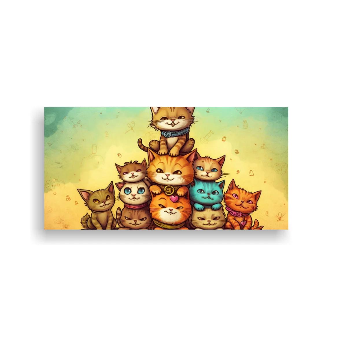 Cuadro grupo de gatos sonrientes con bufanda — imagen principal