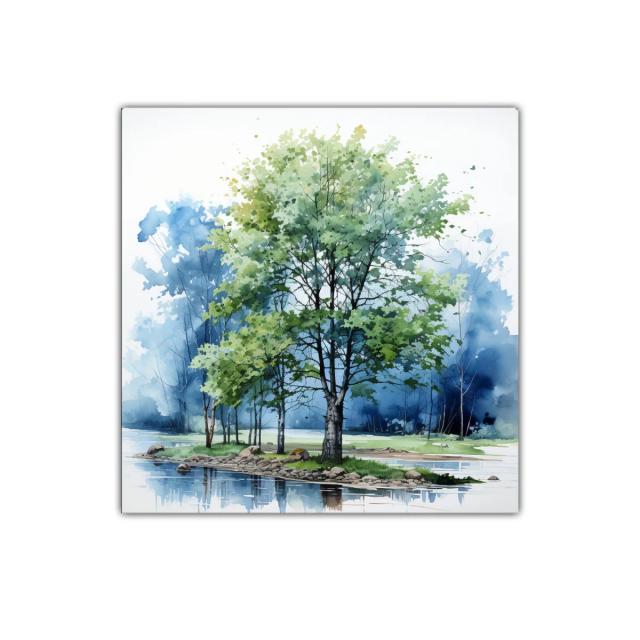 Serena composición natural con árbol y reflejo en agua