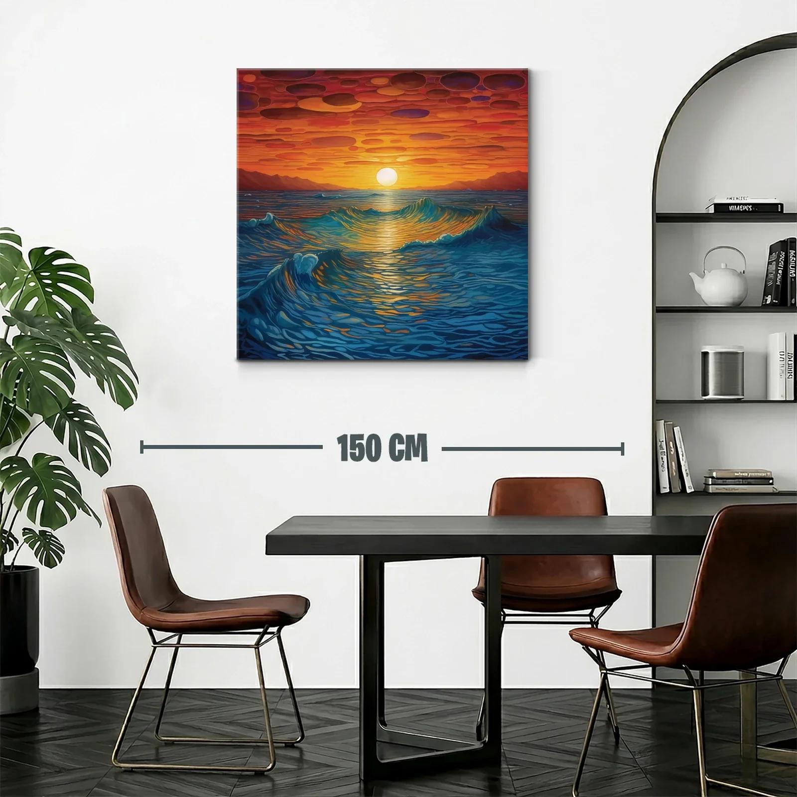 Atardecer vibrante sobre el mar con olas en movimiento — miniatura 2