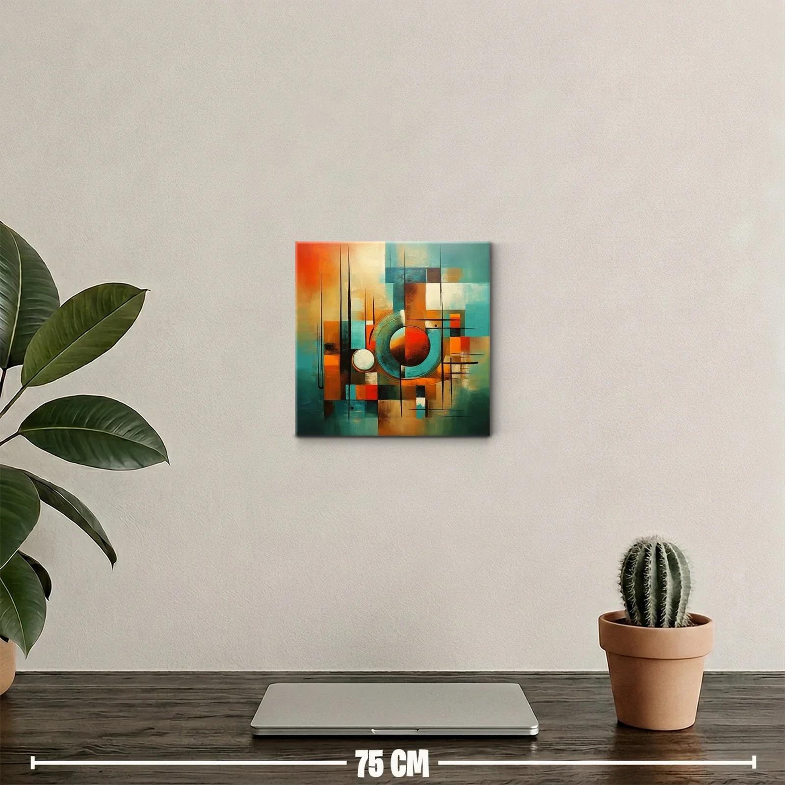 Composición abstracta en tonos cálidos y azules vibrantes — miniatura 2