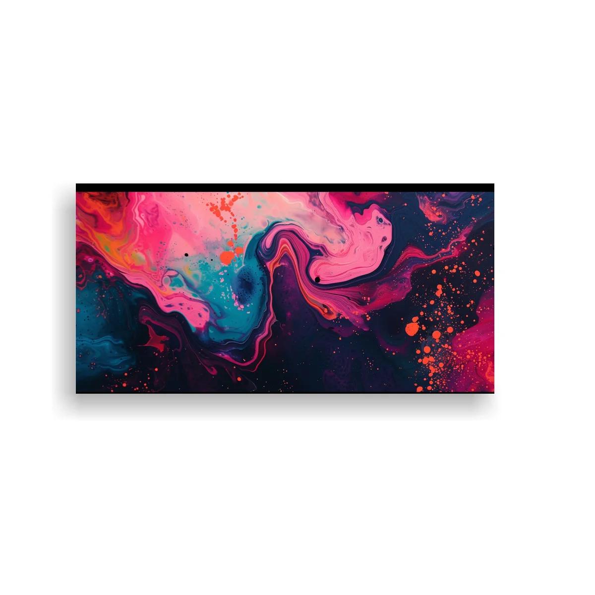 Cuadro remolino de pintura fluida con vetas y fondo oscuro