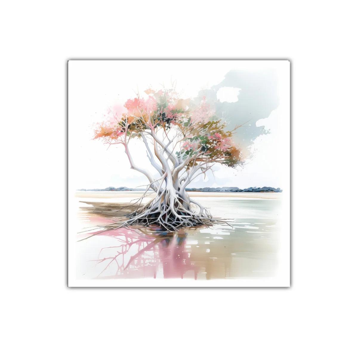 Árbol solitario con tonos suaves y reflejos acuáticos — imagen principal