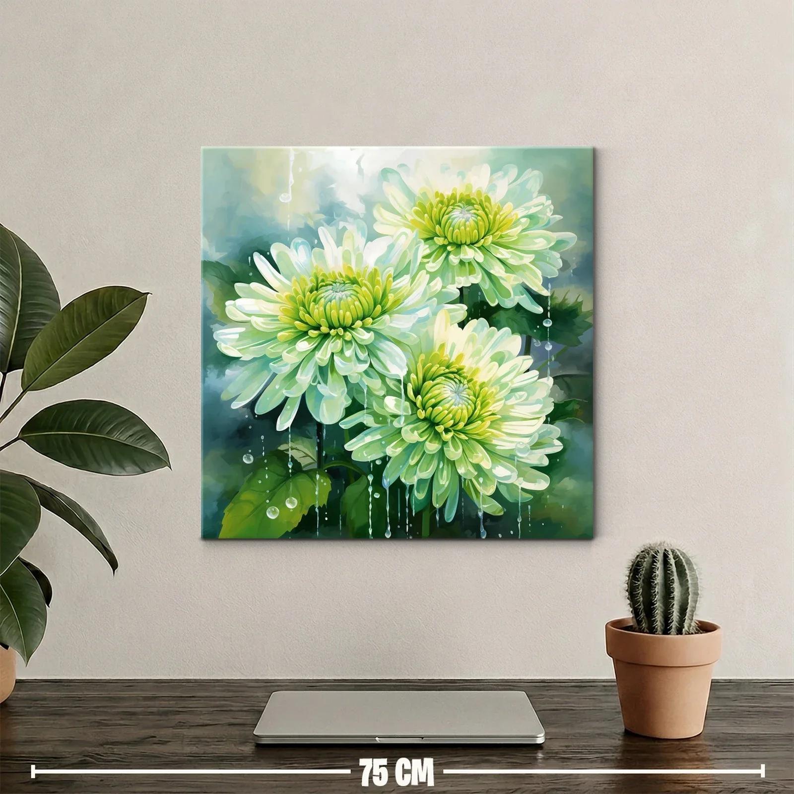 Cuadro con flores verdes y gotas de agua delicadas — miniatura 2