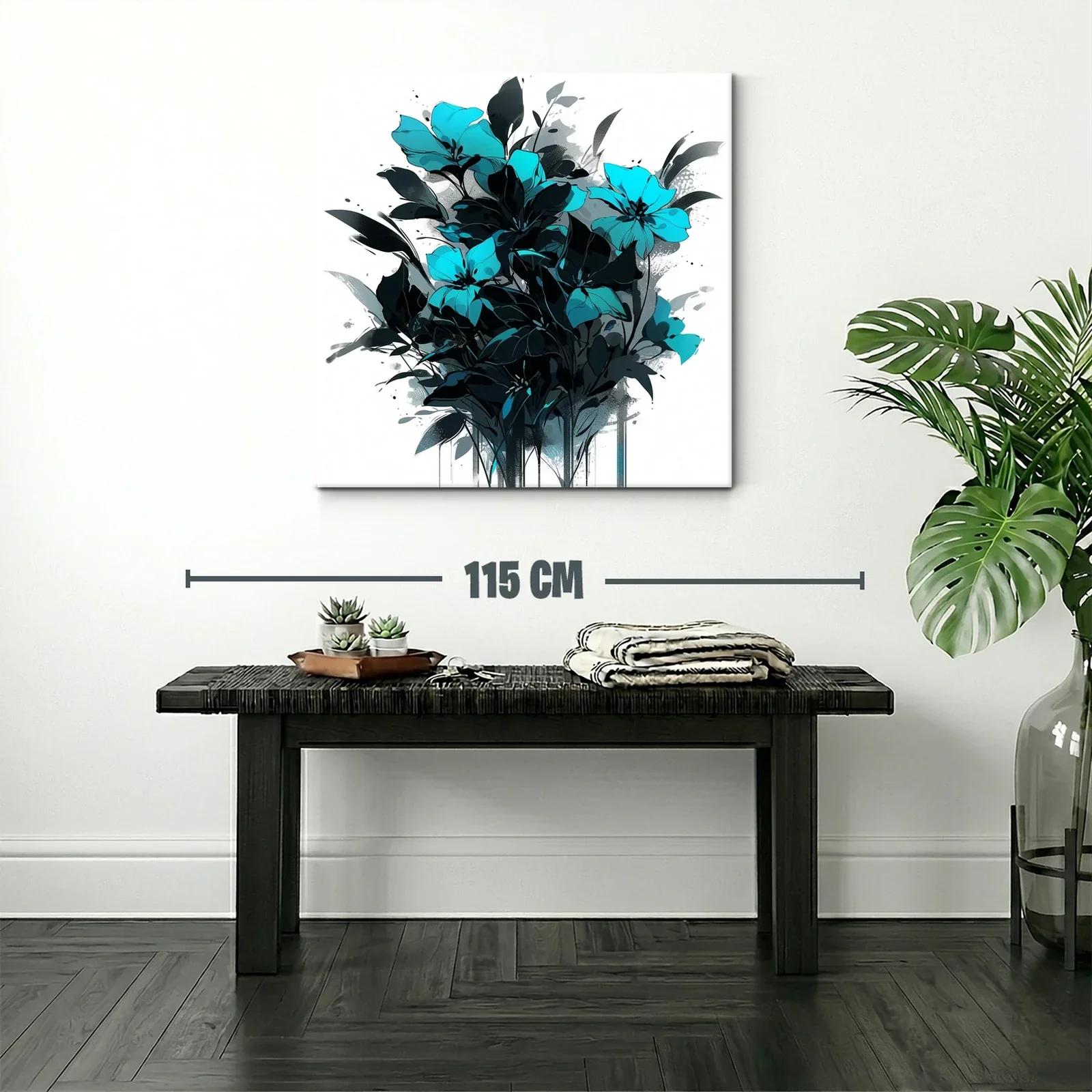 Cuadro con ramo de flores en tonos azul y negro — miniatura 2