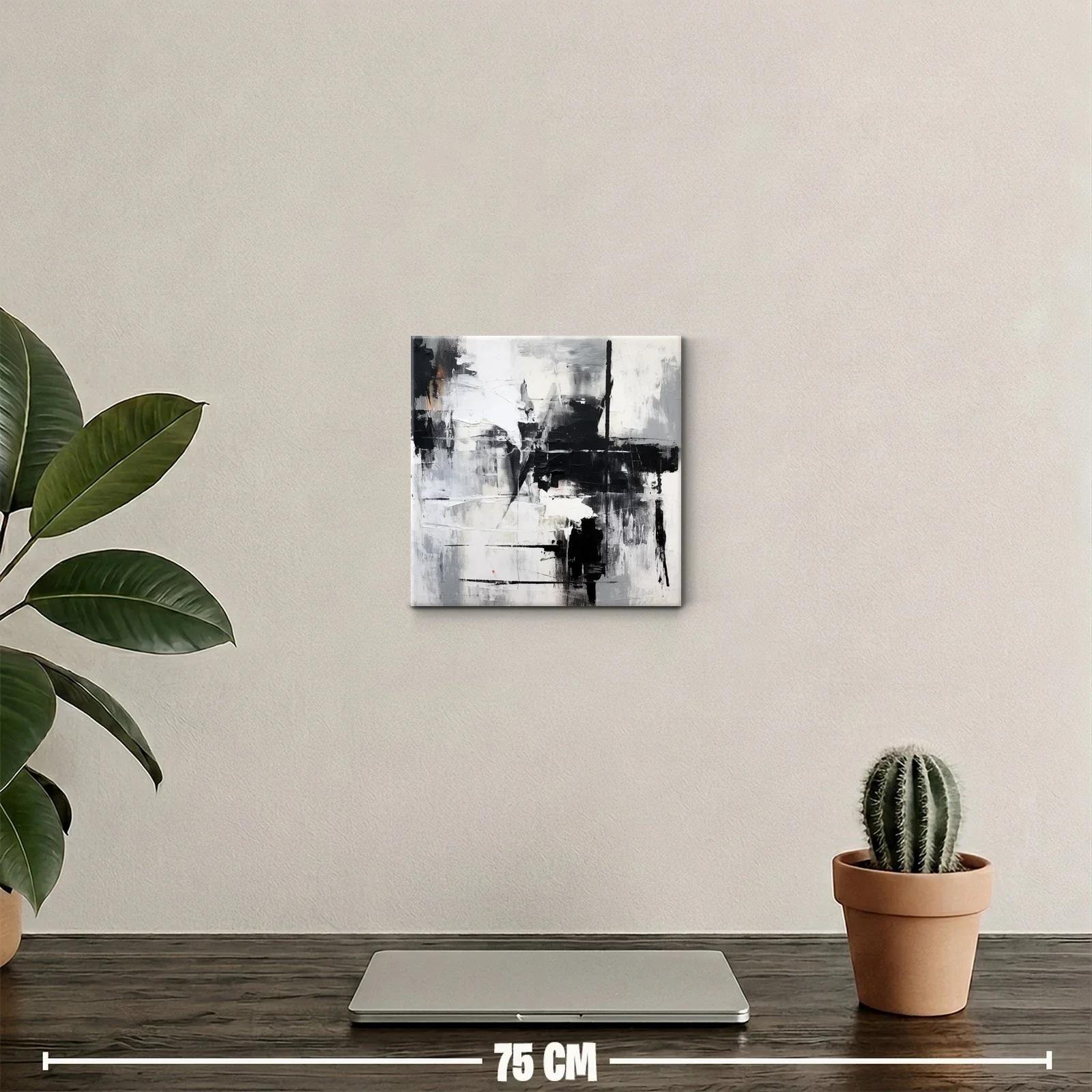 Cuadro abstracto en tonos grises y negro para decorar — miniatura 2