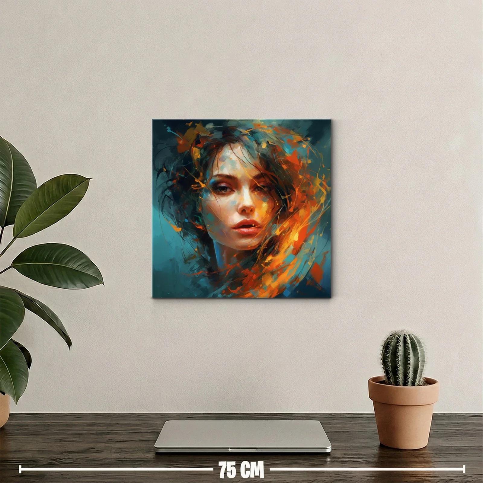 Retrato femenino con vibrantes tonos cálidos y fríos — miniatura 2