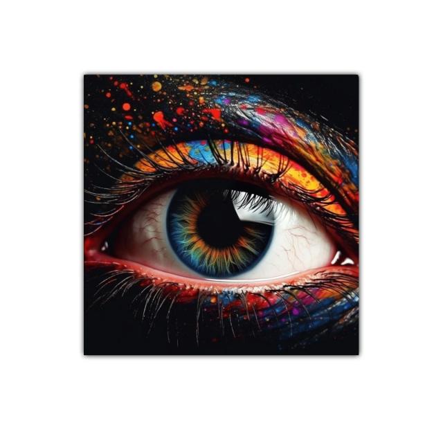 Impactante ojo con explosión de colores vivos y detalles precisos