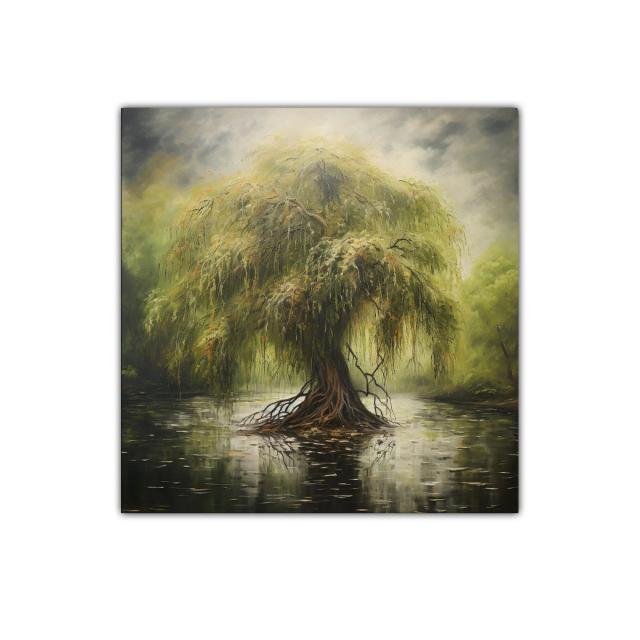 Magnífico árbol solitario reflejado en aguas tranquilas