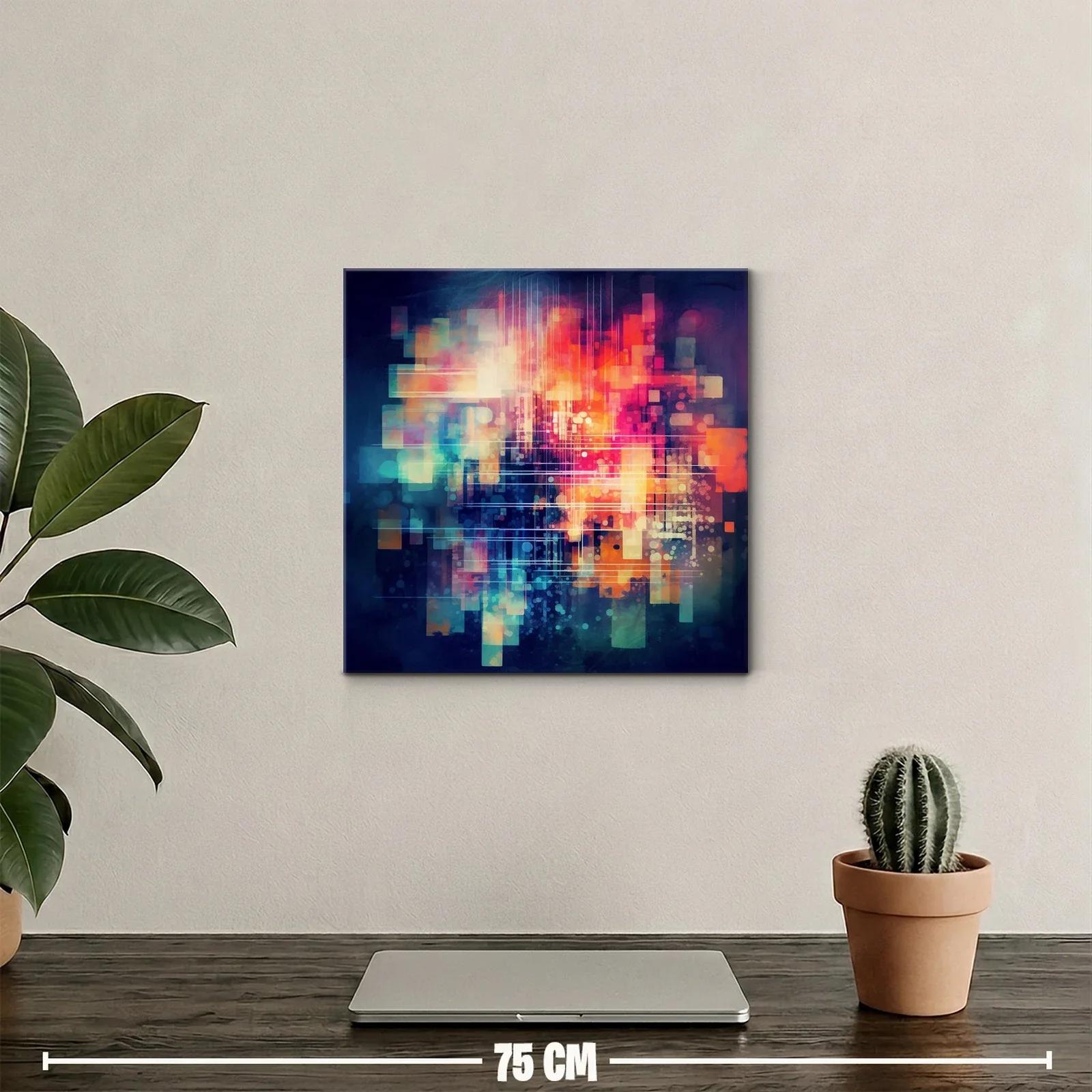 Composición abstracta en tonos cálidos y fríos vibrantes — miniatura 2