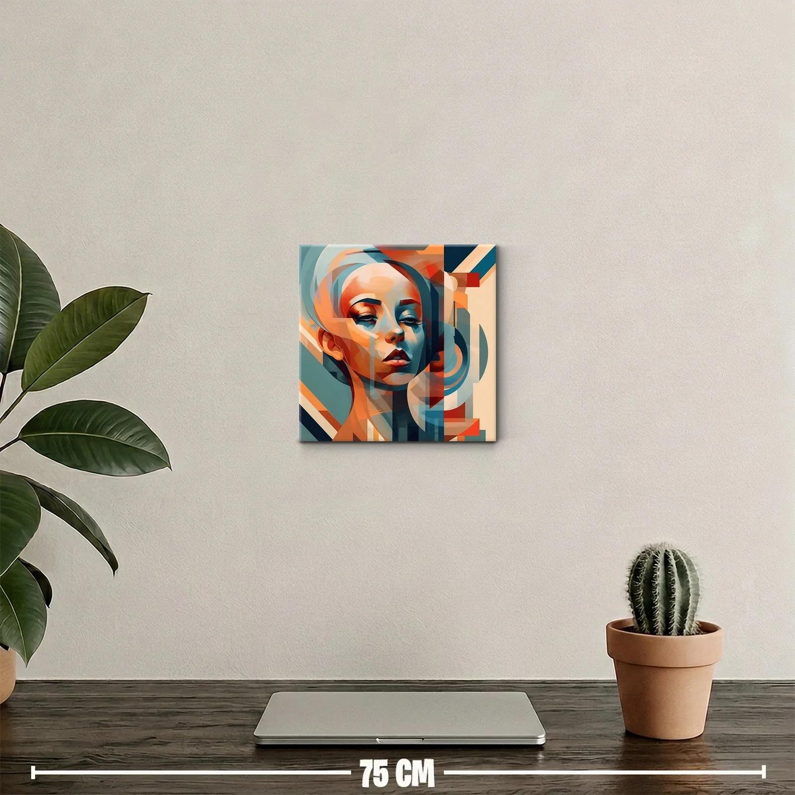 Retrato abstracto femenino con tonos cálidos y fríos — miniatura 2