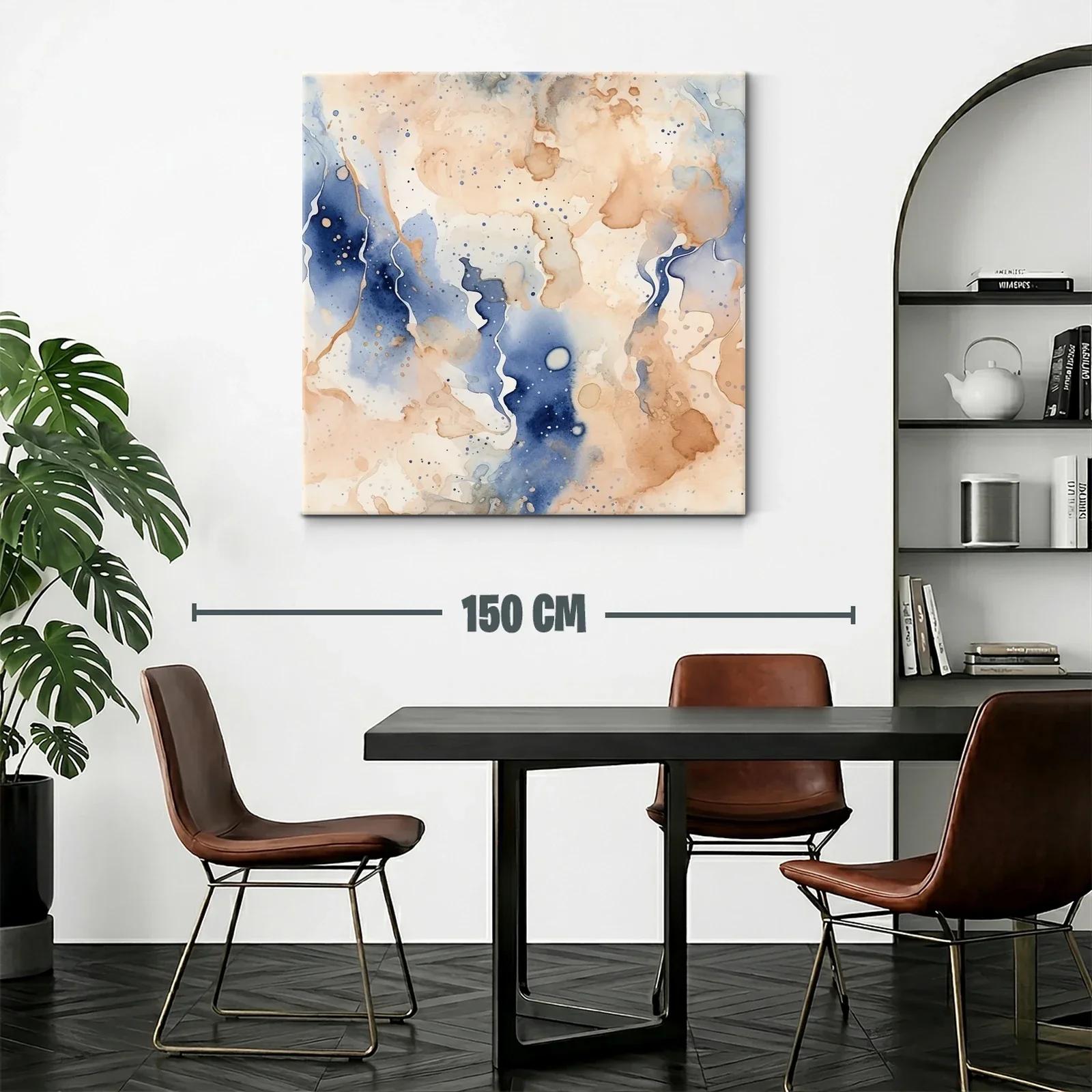 Cuadro abstracto en tonos azules y beige para ambientes modernos — miniatura 2