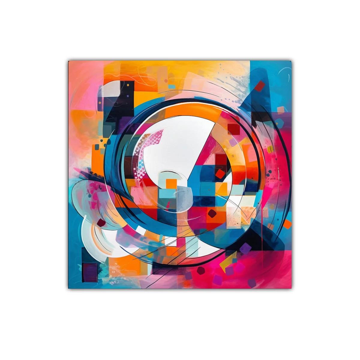 Cuadro abstracto moderno con vibrantes formas geométricas
