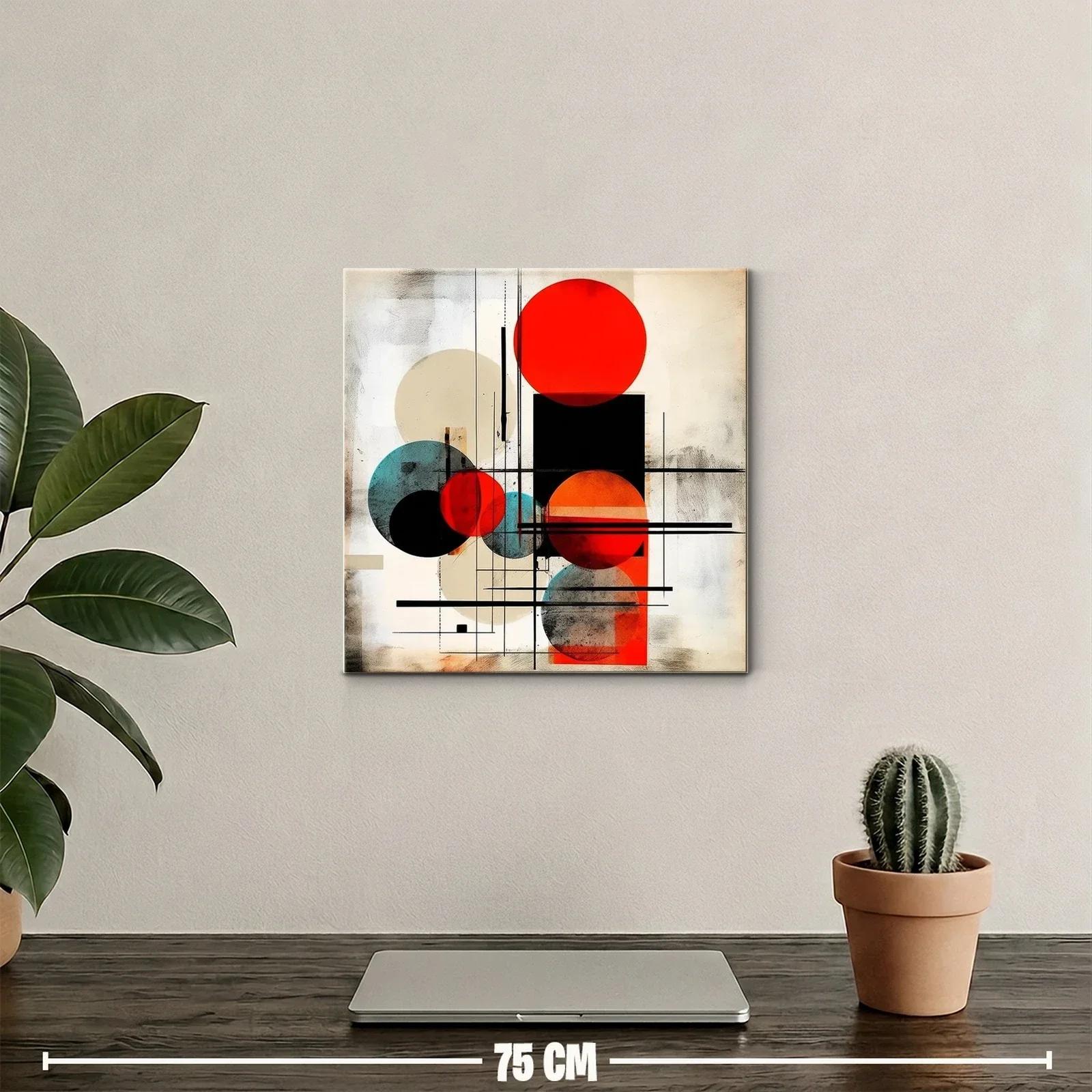 Composición geométrica con círculos rojo y azul vibrante — miniatura 2
