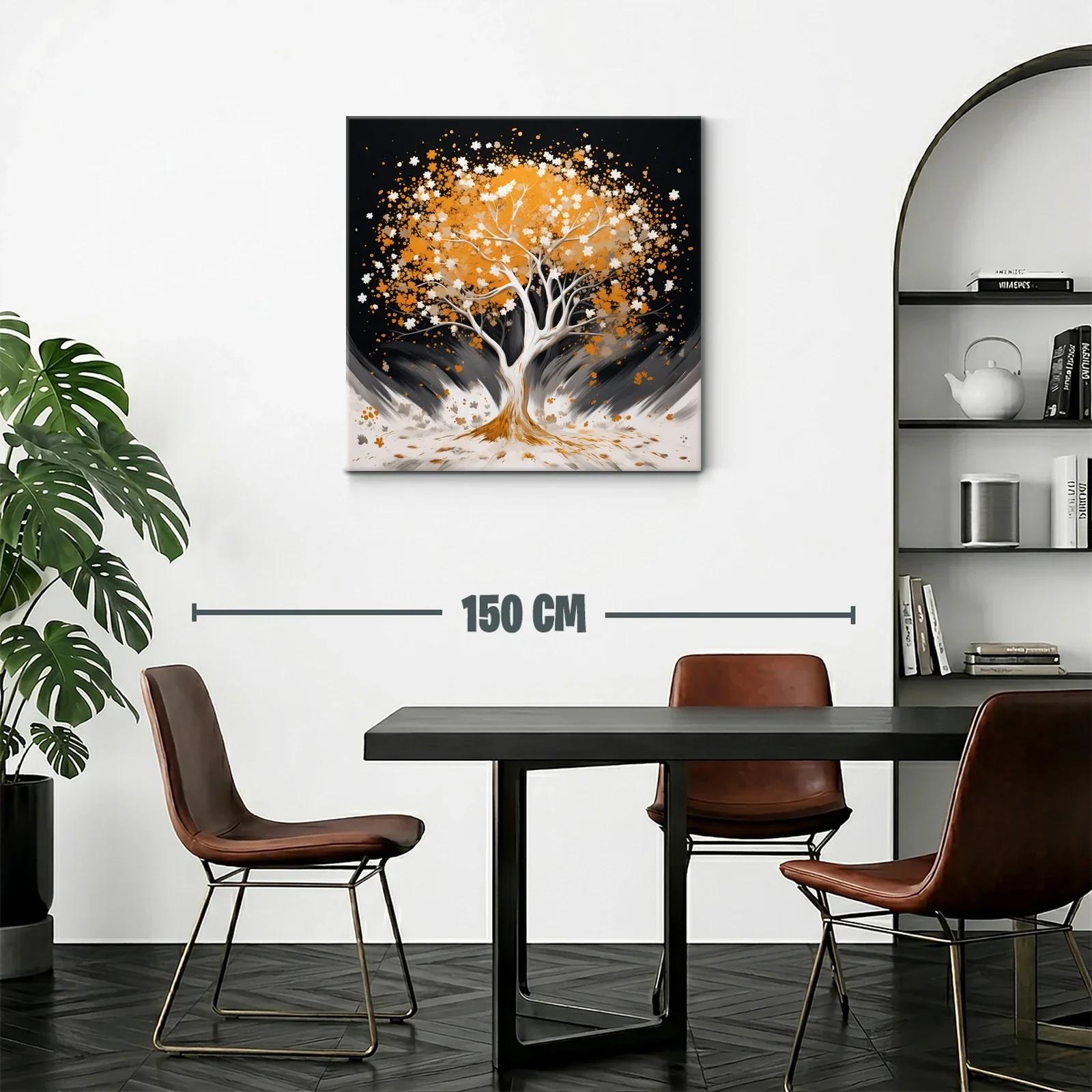 Árbol en tonos cálidos sobre fondo oscuro — miniatura 2