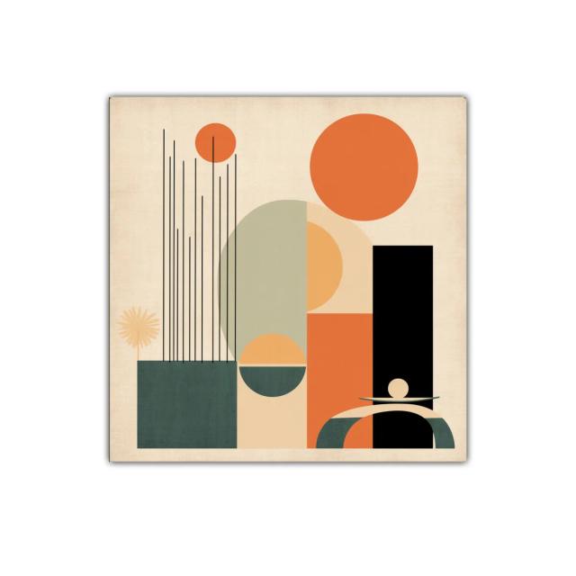 Composición geométrica con tonos cálidos para ambiente moderno