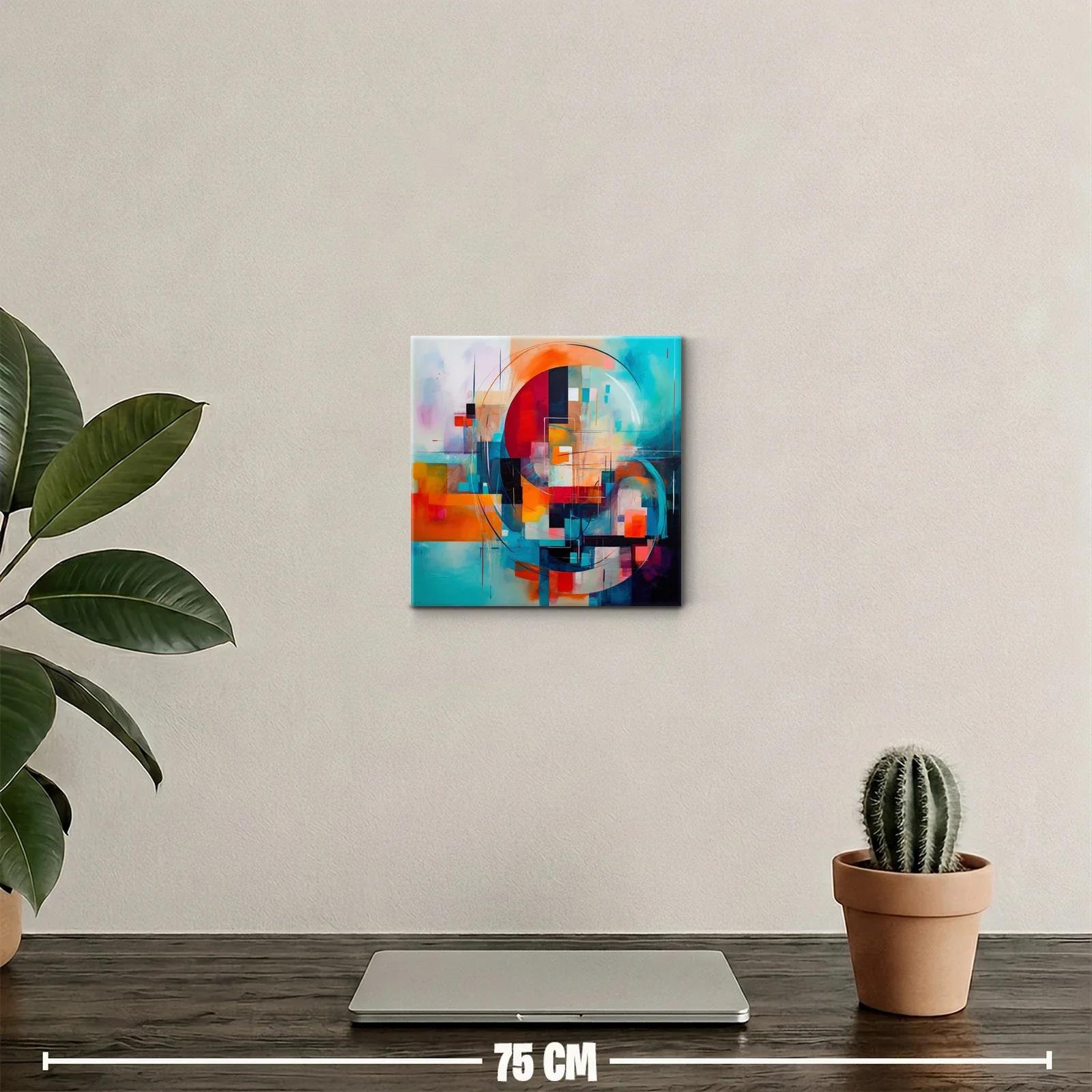 Cuadro abstracto con formas circulares en tonos vibrantes — miniatura 2