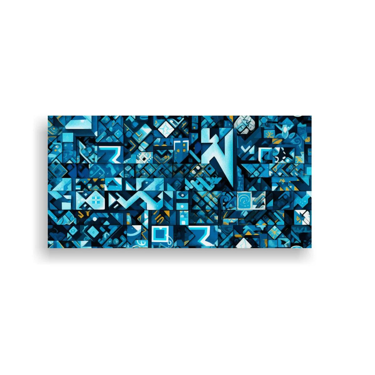 Cuadro mosaico geométrico con acentos amarillos — imagen principal