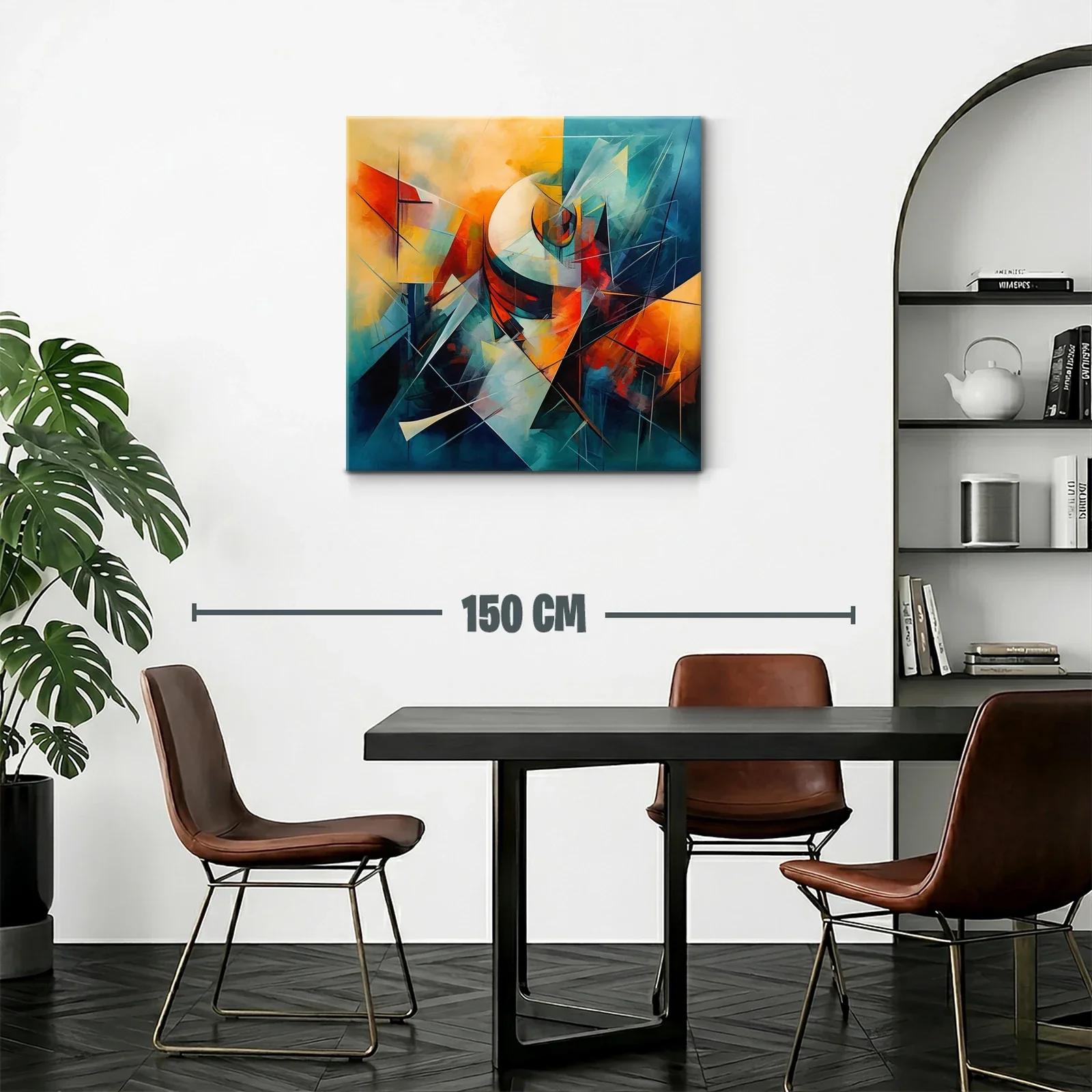 Composición abstracta en tonos cálidos y fríos vibrantes — miniatura 2