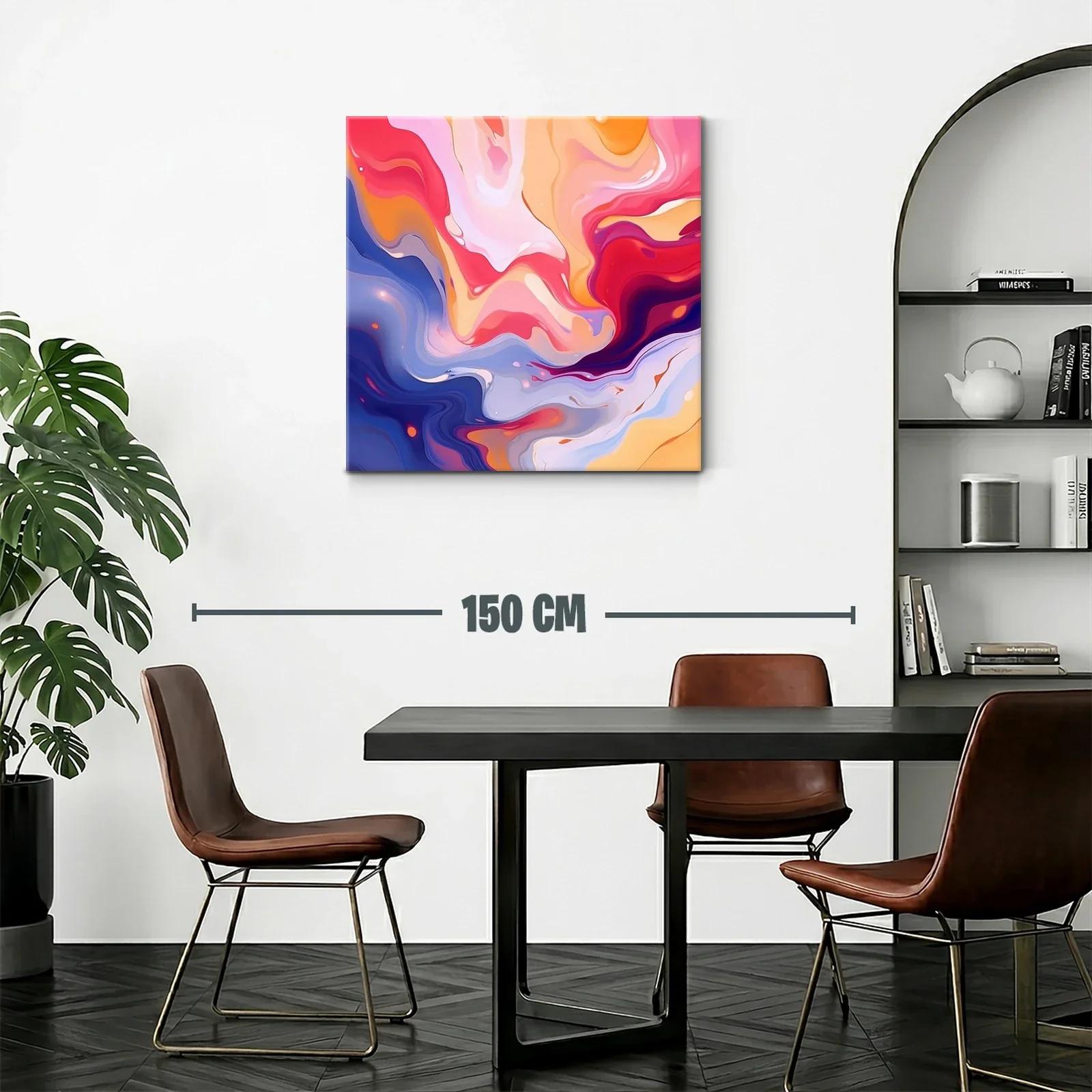 Cuadro abstracto con formas fluidas en tonos cálidos y fríos — miniatura 2