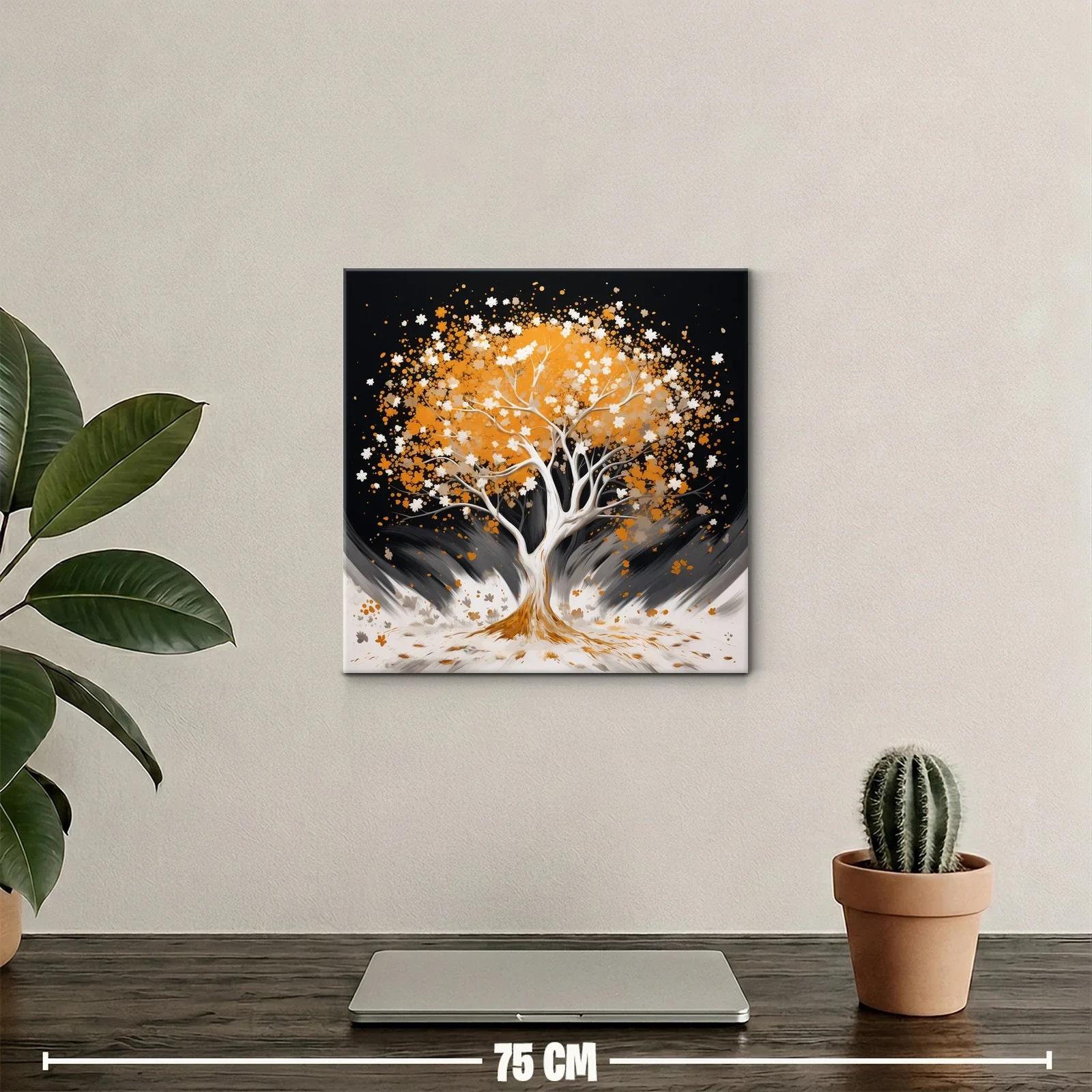 Árbol en tonos cálidos sobre fondo oscuro — miniatura 2