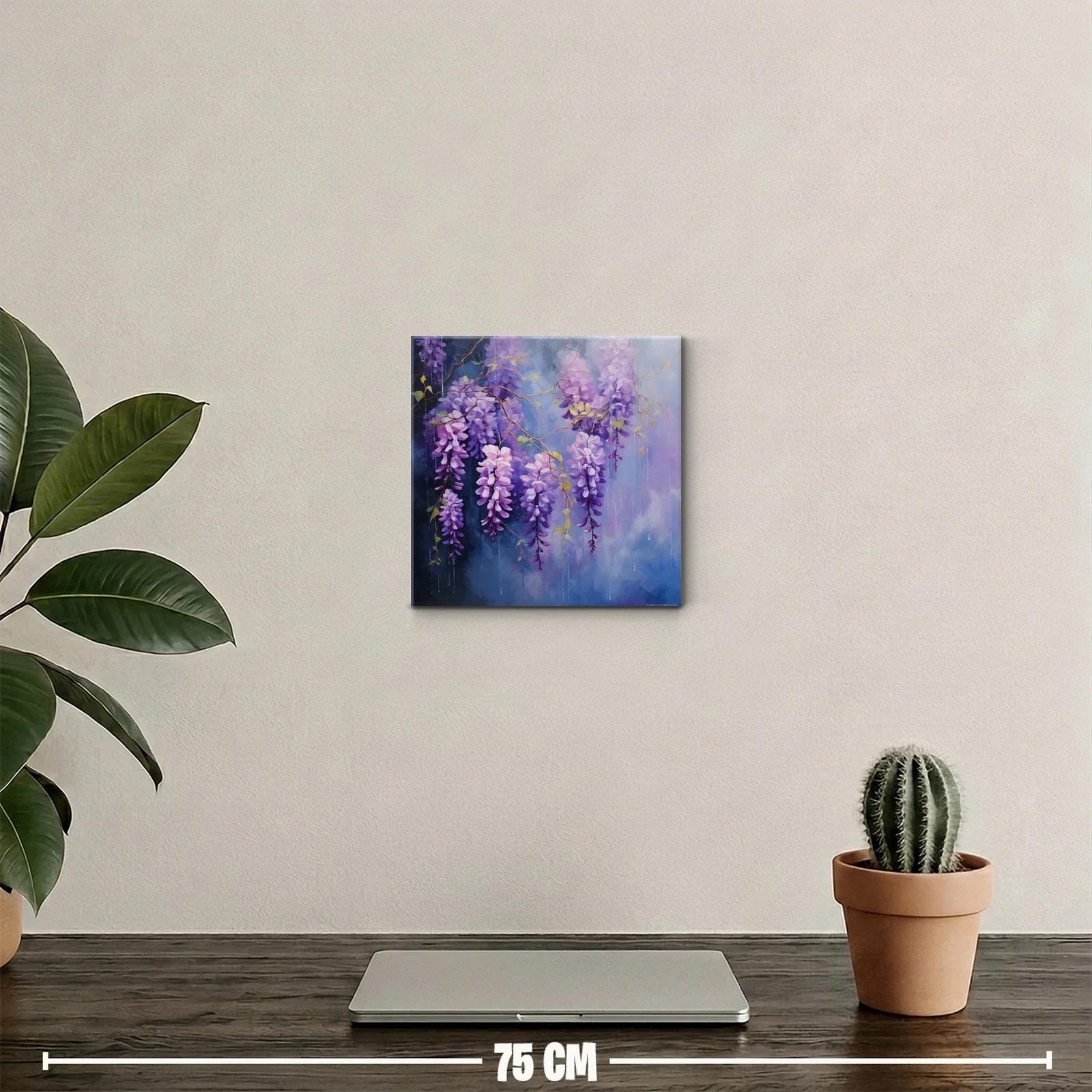 Cuadro decorativo de glicinas violetas en ambiente soñador — miniatura 2