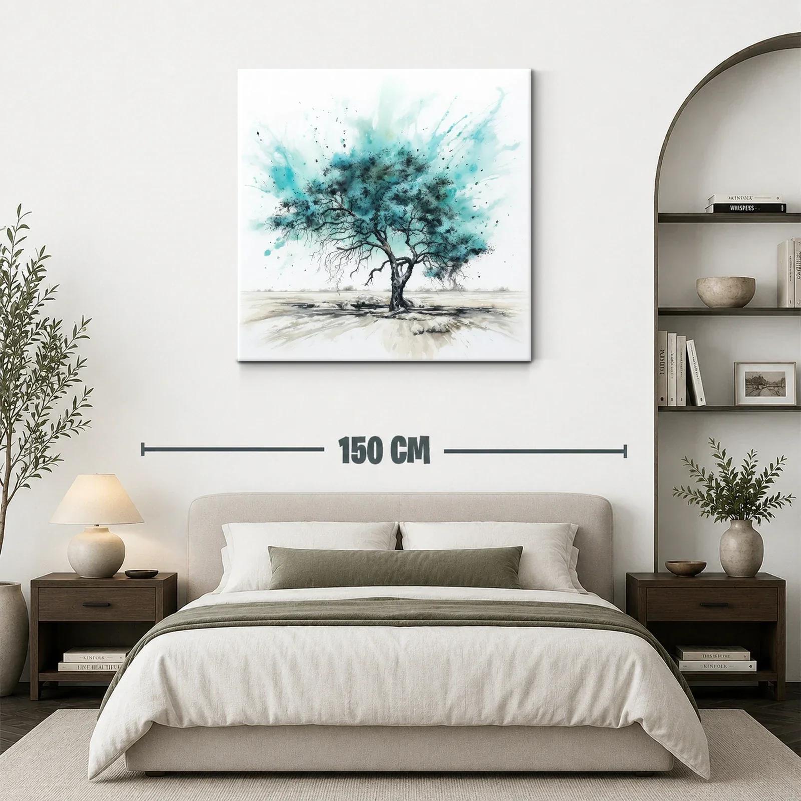 Árbol solitario con vibrantes tonos turquesa y negro — miniatura 3