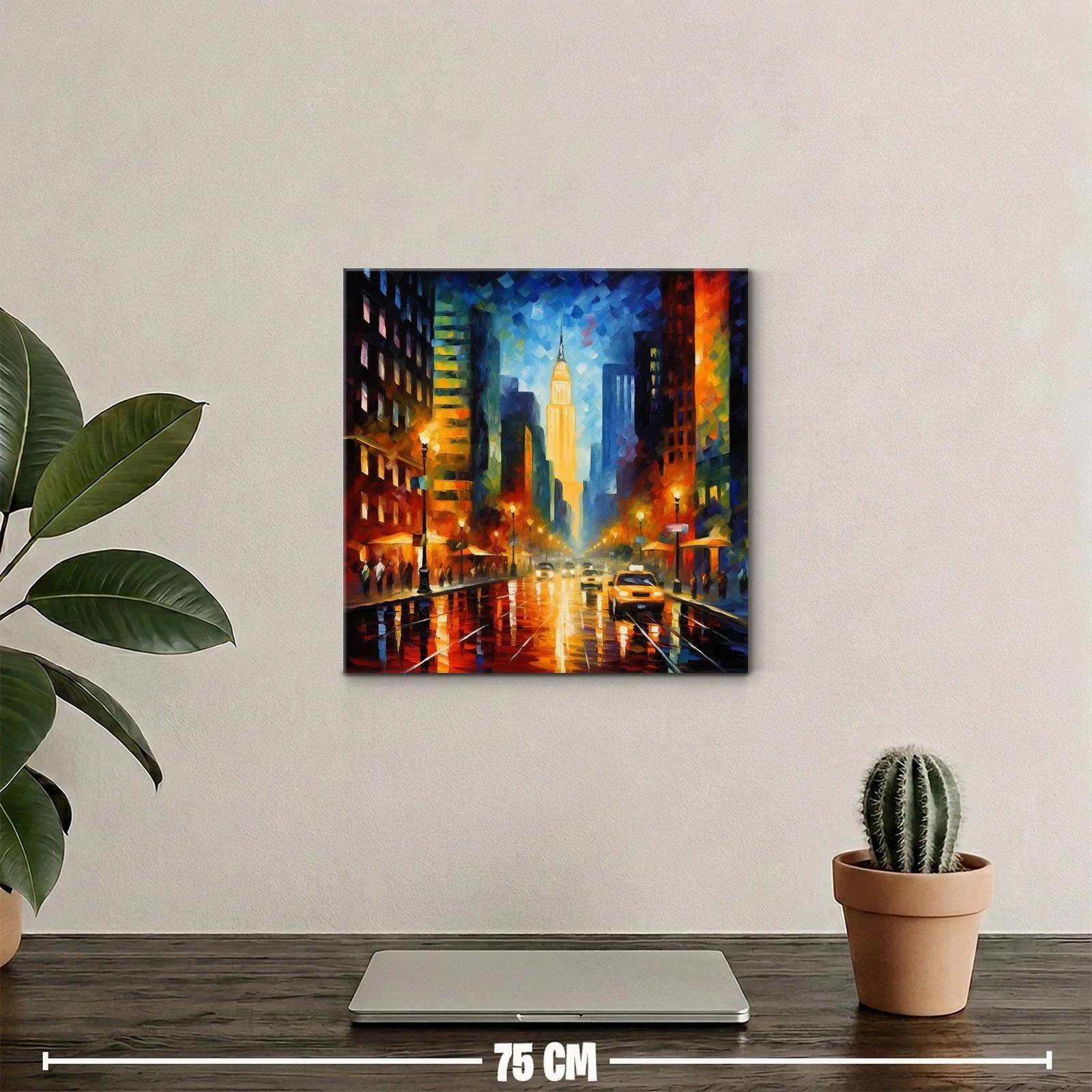 Ciudad nocturna vibrante con luces y reflejos urbanos — miniatura 2