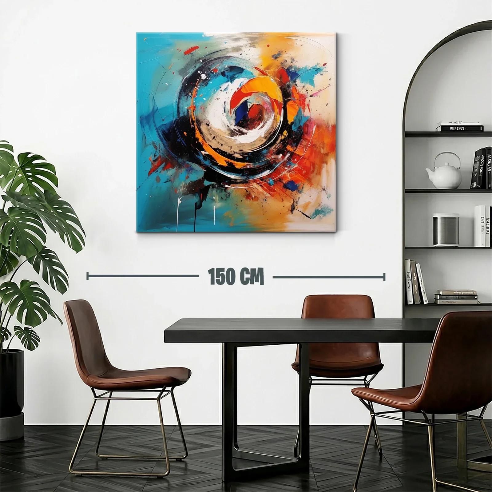 Cuadro abstracto con remolinos en tonos vibrantes y cálidos — miniatura 2